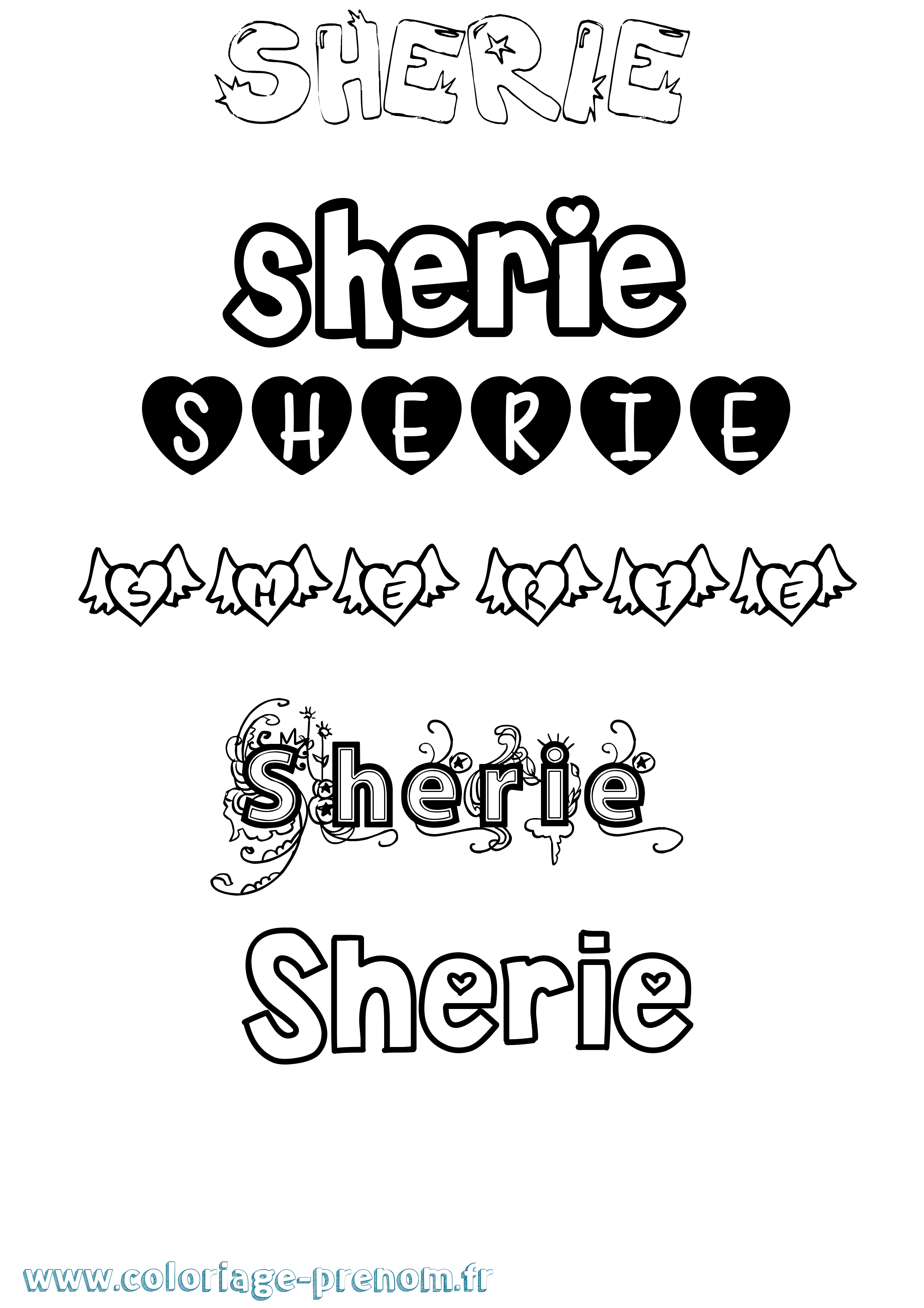 Coloriage Sherie Girly Coloriage prénom Sherie Girly