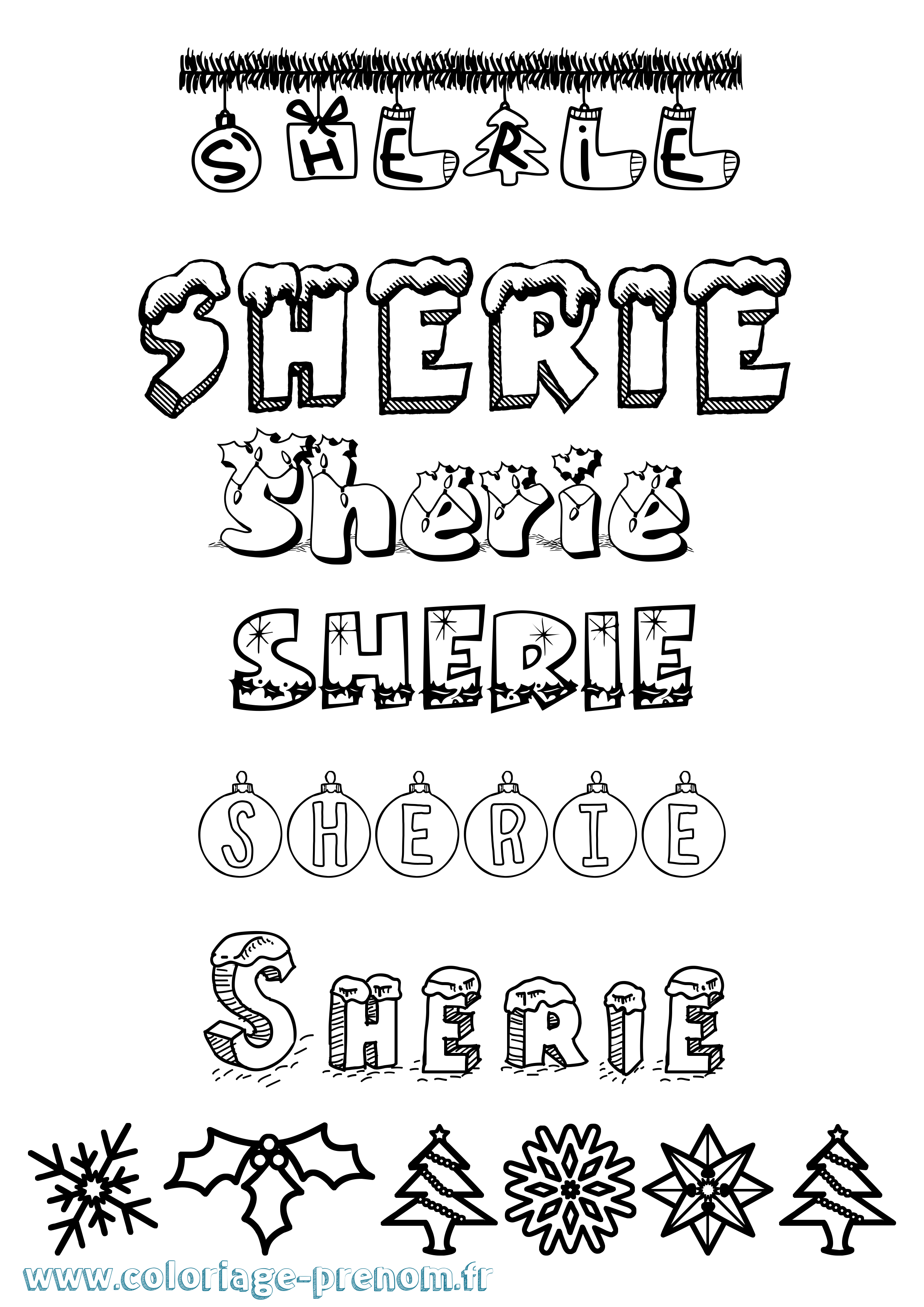 Coloriage Sherie Noël Coloriage prénom Sherie Noël