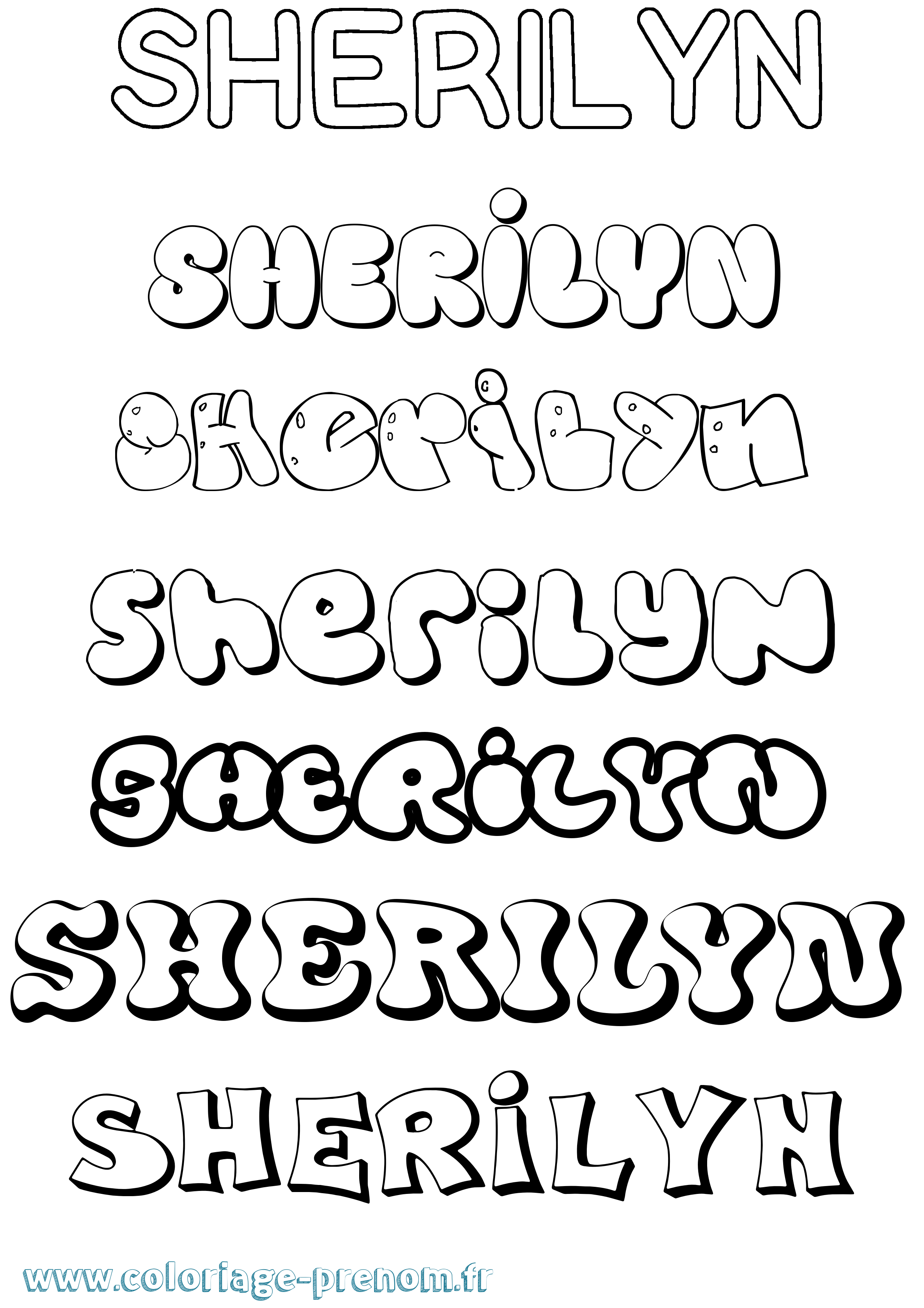 Coloriage Sherilyn Bubble Coloriage prénom Sherilyn Bubble