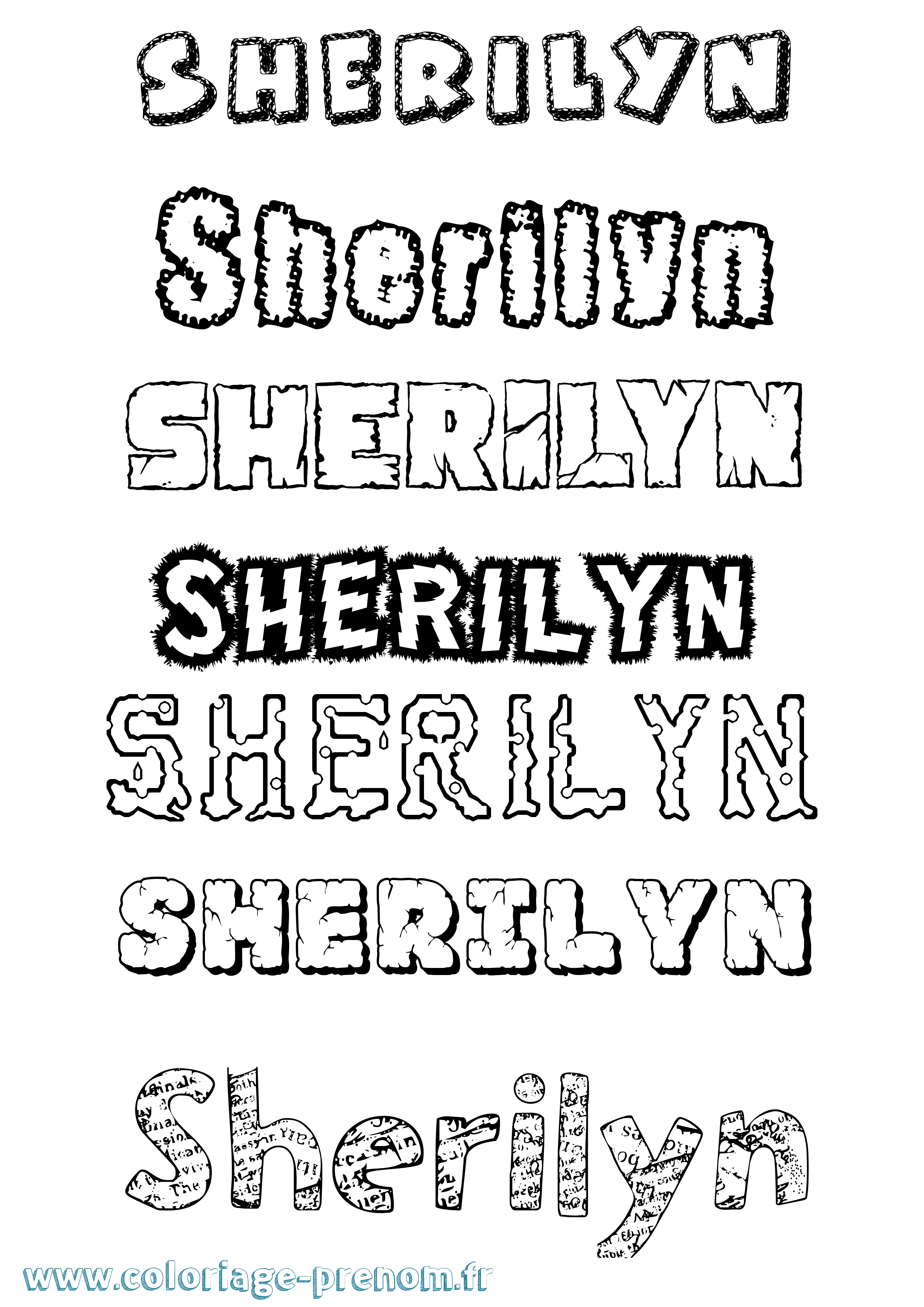 Coloriage Sherilyn Destructuré Coloriage prénom Sherilyn Destructuré