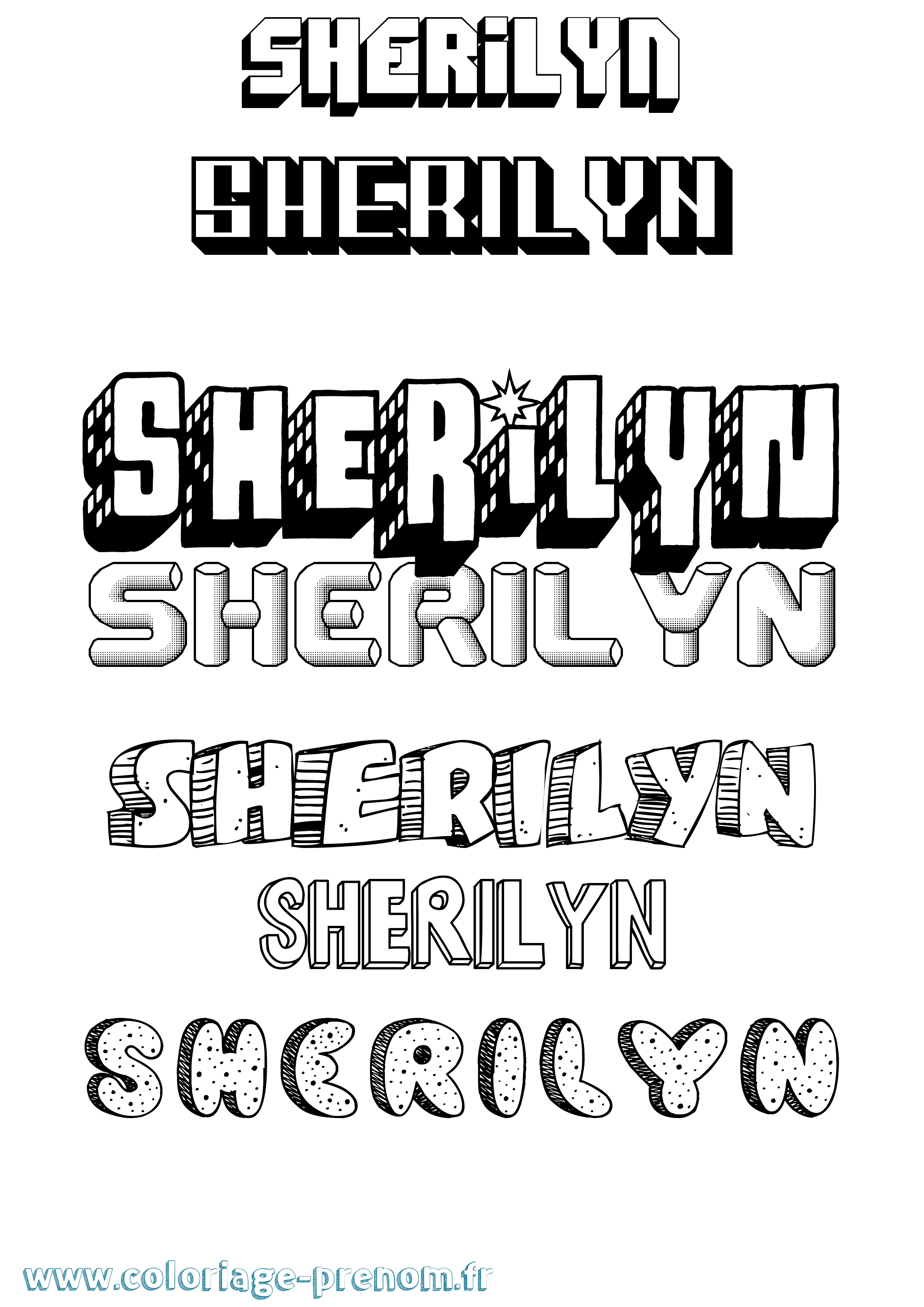 Coloriage Sherilyn Effet 3D Coloriage prénom Sherilyn Effet 3D