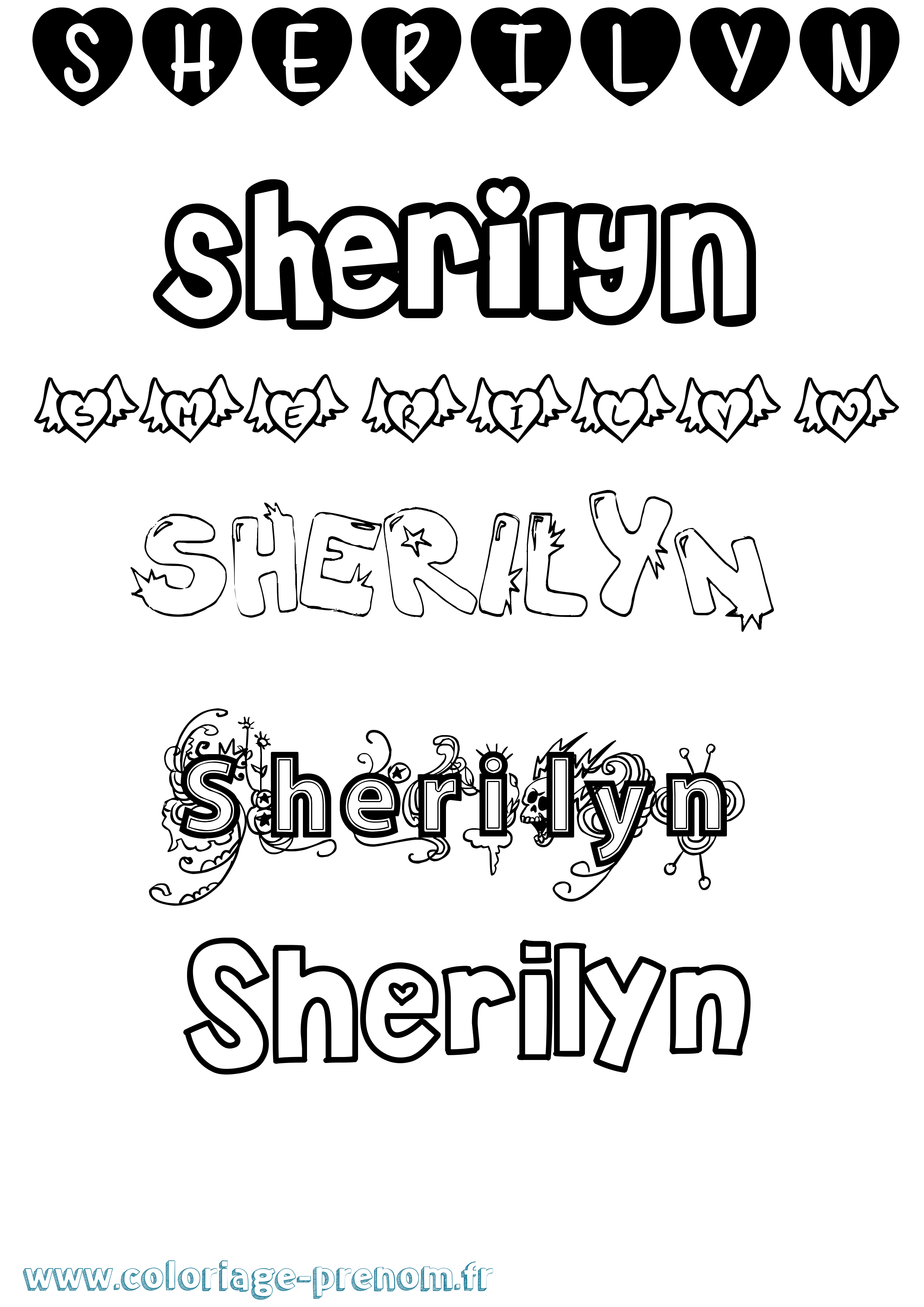 Coloriage Sherilyn Girly Coloriage prénom Sherilyn Girly