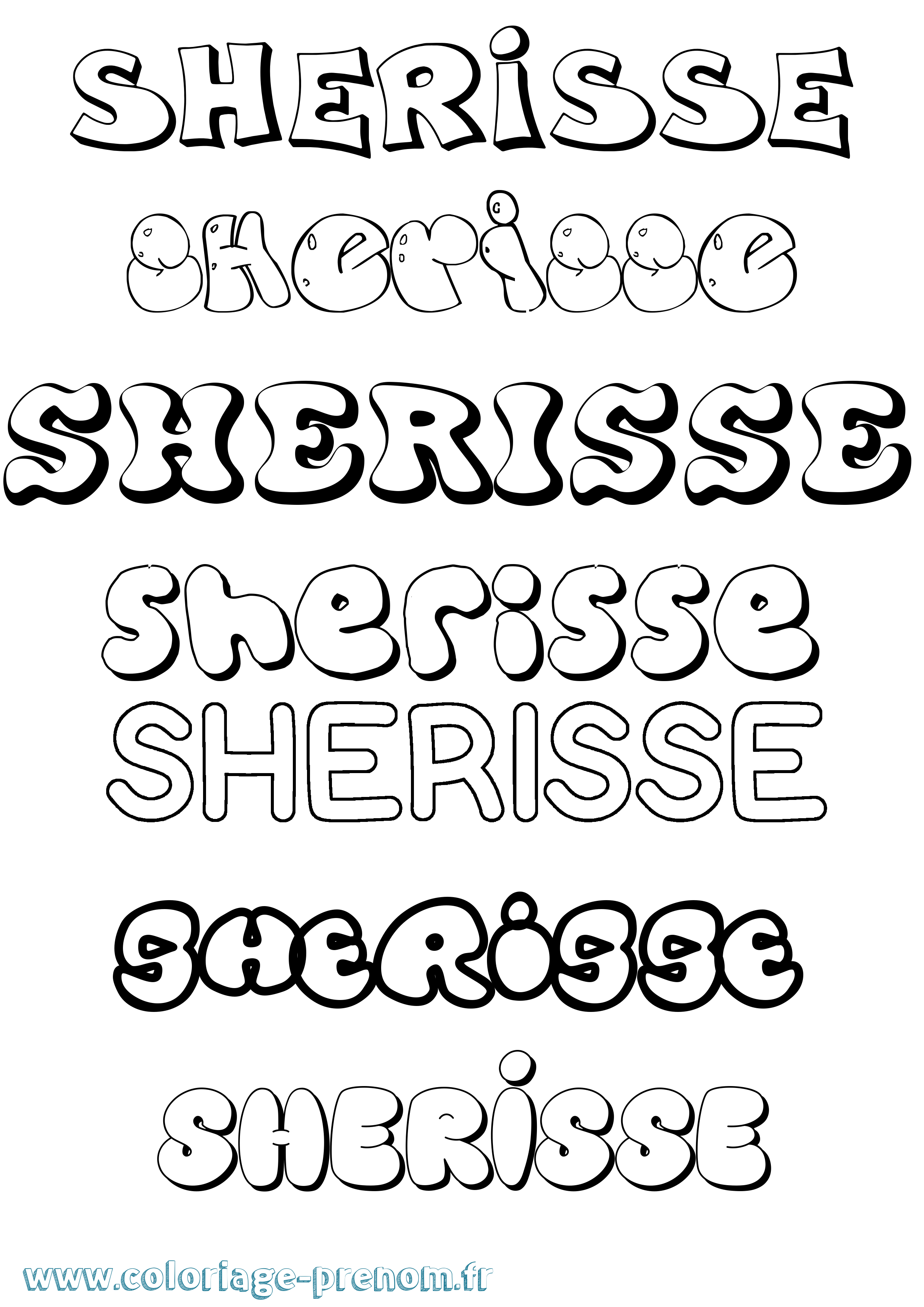 Coloriage Sherisse Bubble Coloriage prénom Sherisse Bubble