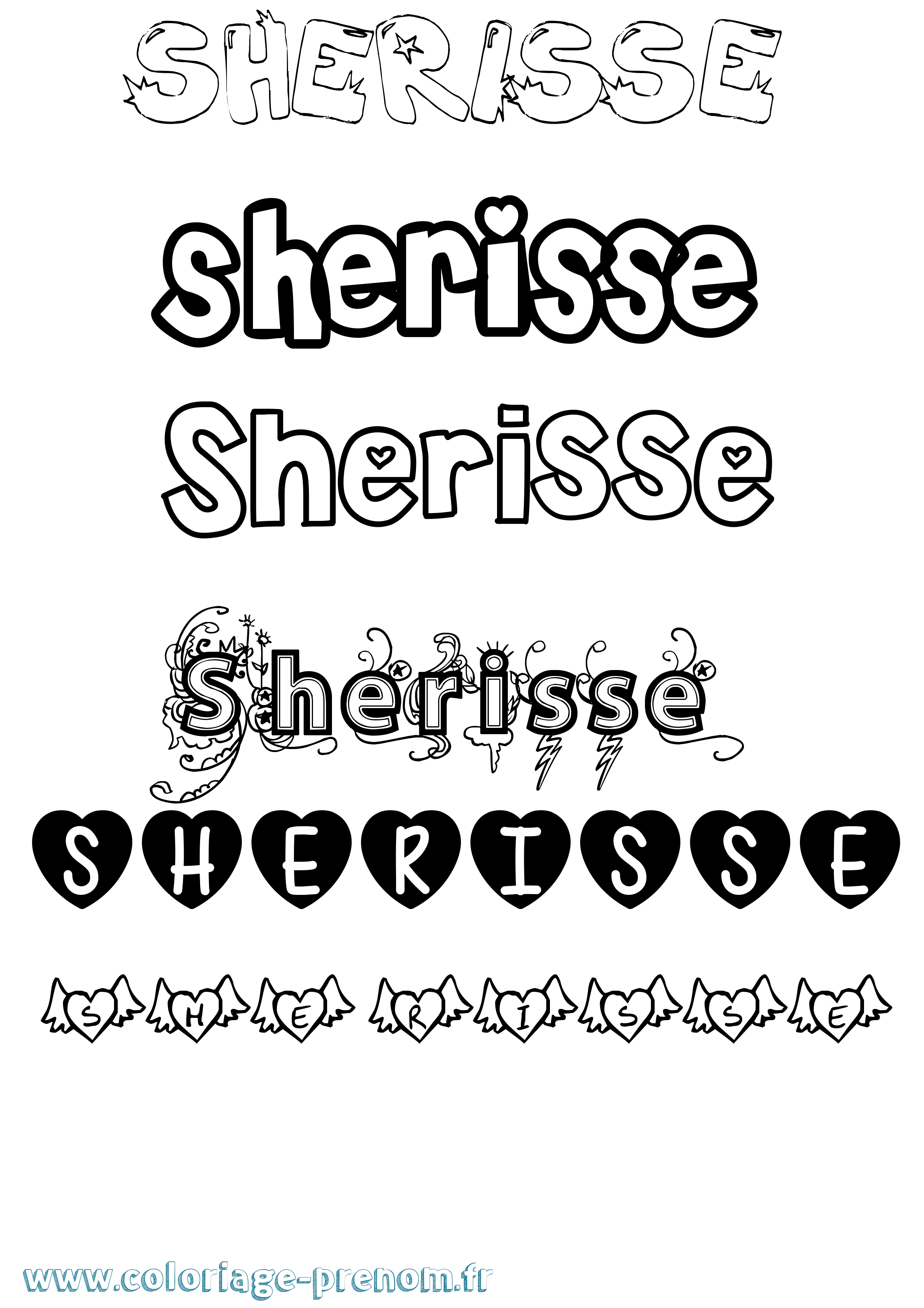 Coloriage Sherisse Girly Coloriage prénom Sherisse Girly