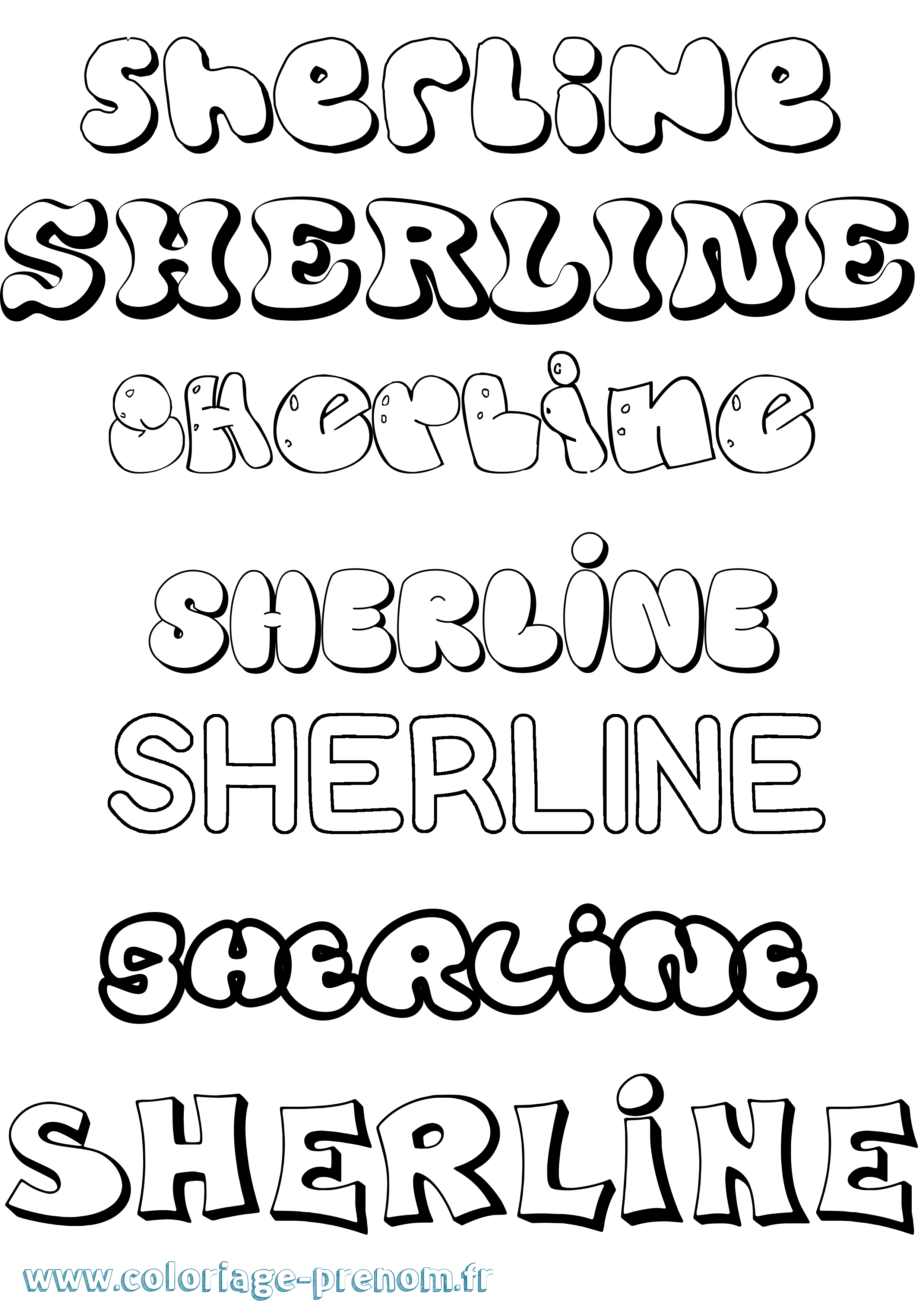 Coloriage Sherline Bubble Coloriage prénom Sherline Bubble