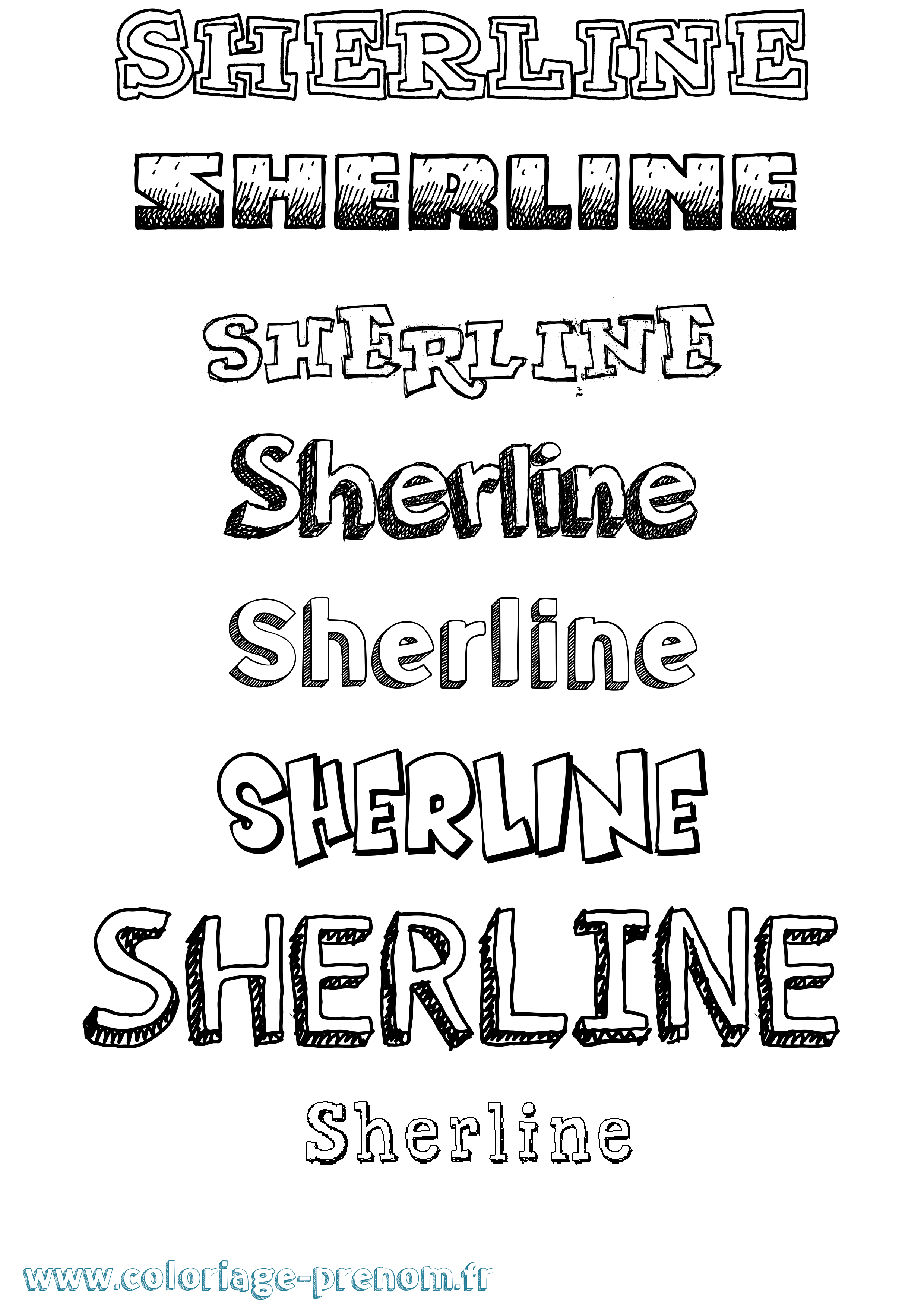 Coloriage Sherline Dessiné Coloriage prénom Sherline Dessiné