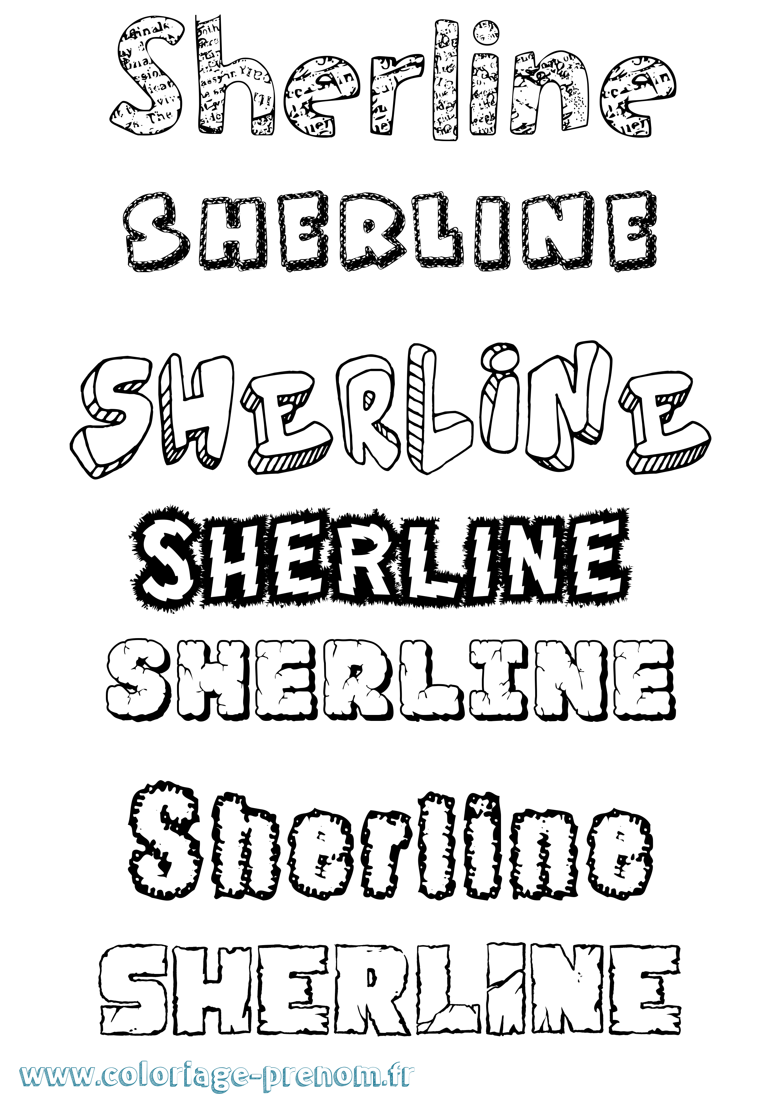 Coloriage Sherline Destructuré Coloriage prénom Sherline Destructuré