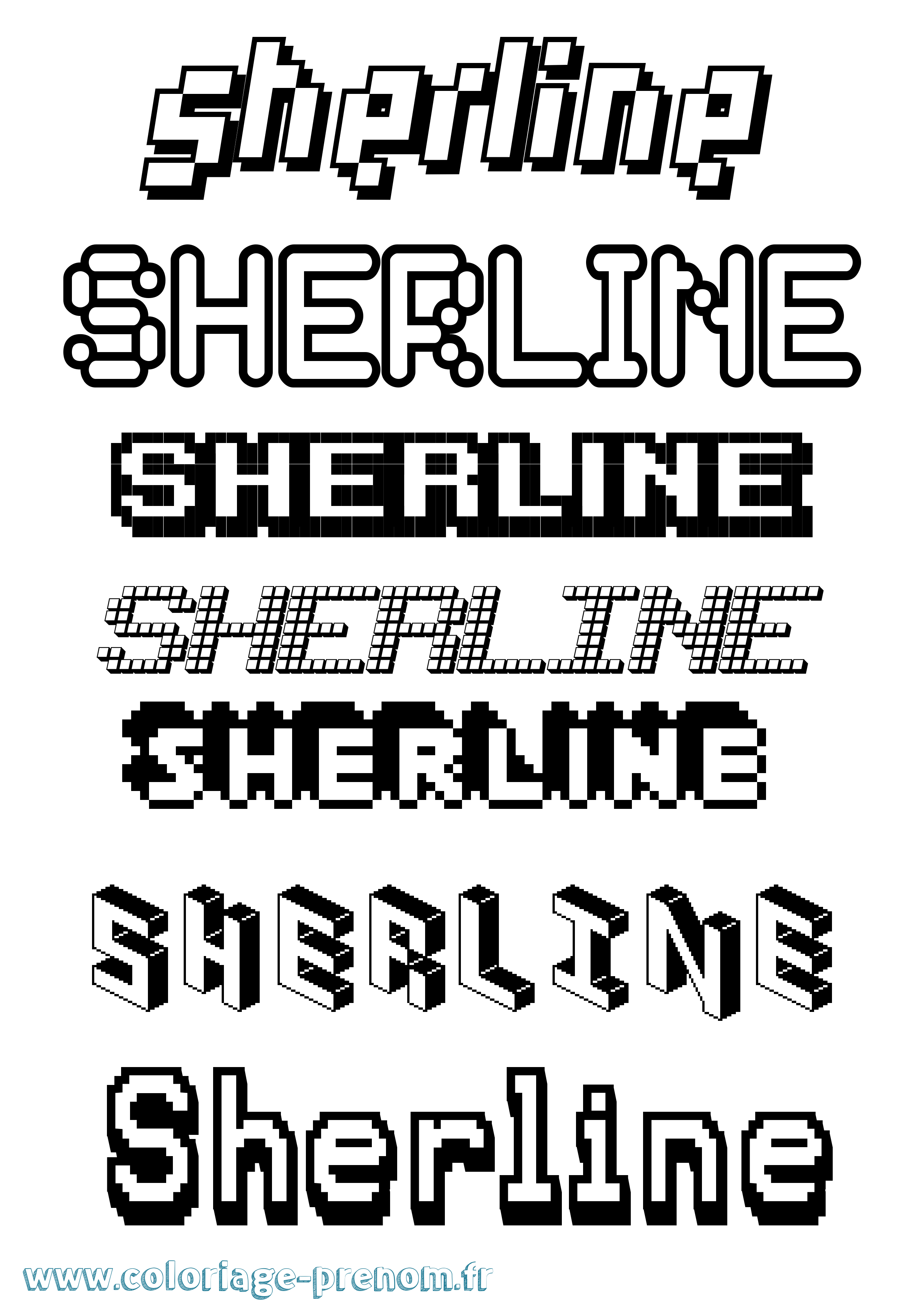 Coloriage Sherline Pixel Coloriage prénom Sherline Pixel