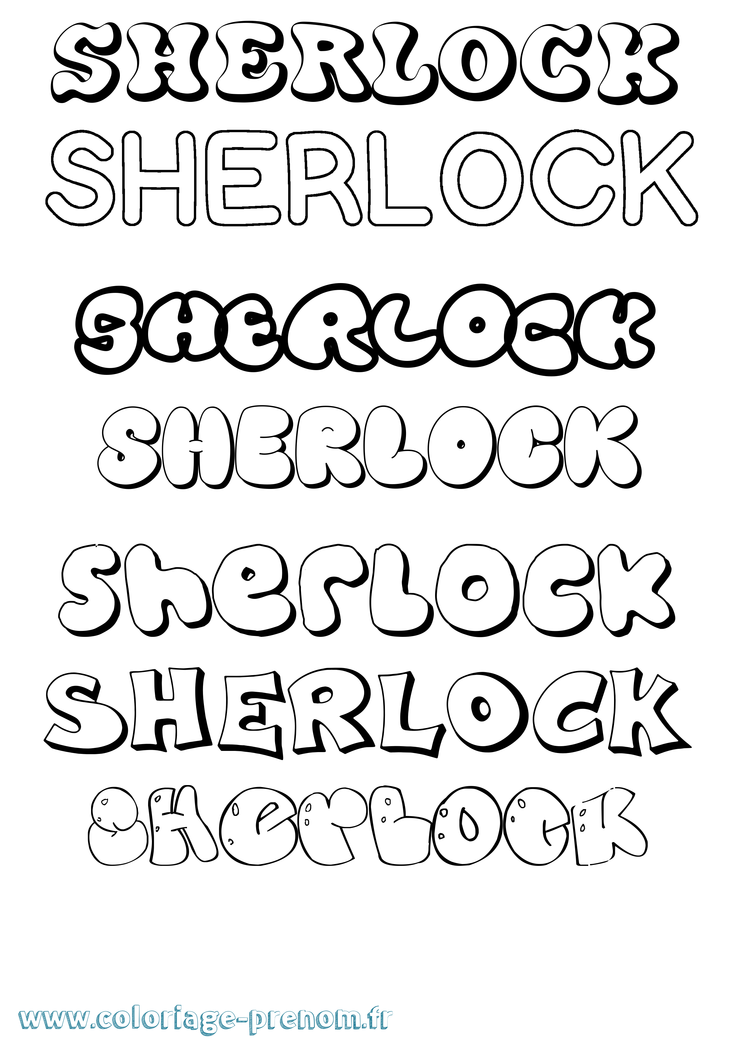 Coloriage Sherlock Bubble Coloriage prénom Sherlock Bubble
