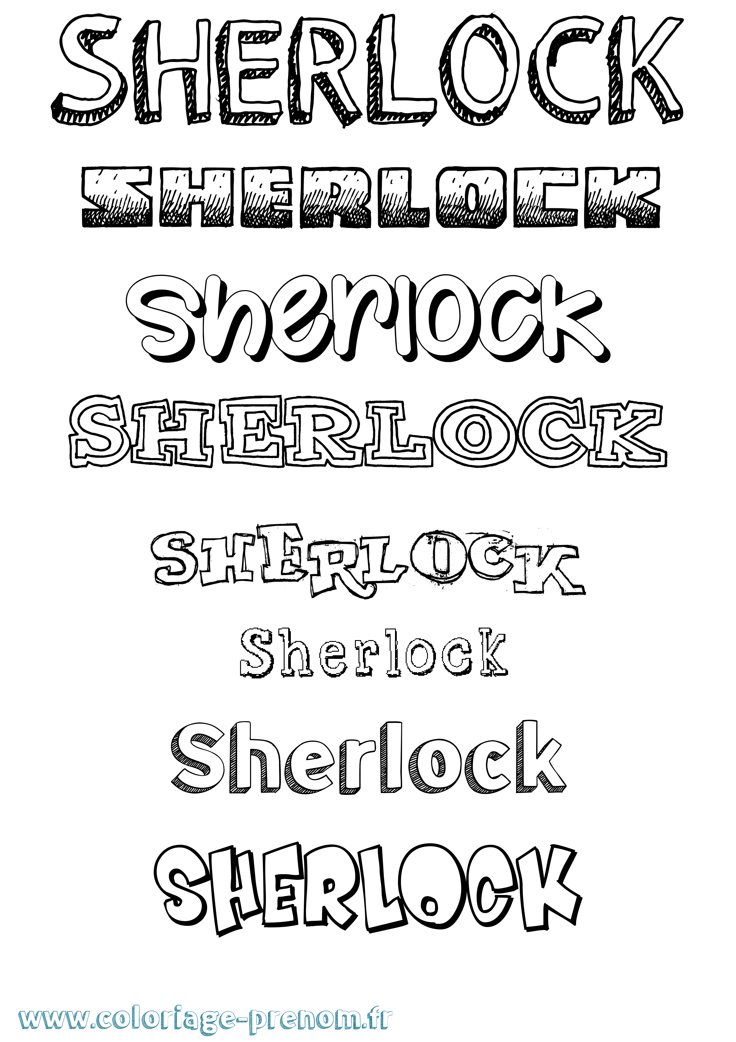 Coloriage Sherlock Dessiné Coloriage prénom Sherlock Dessiné