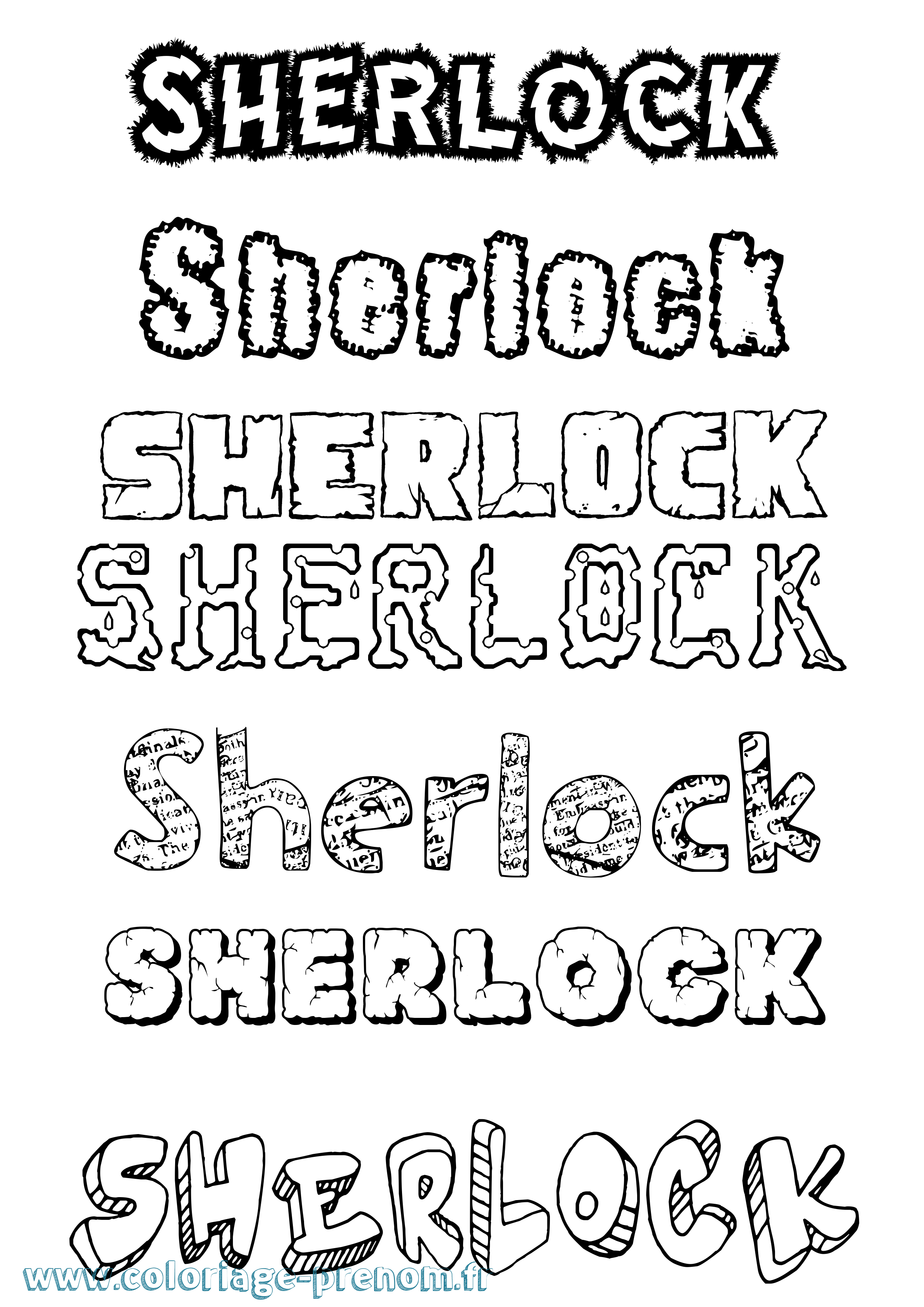Coloriage Sherlock Destructuré Coloriage prénom Sherlock Destructuré