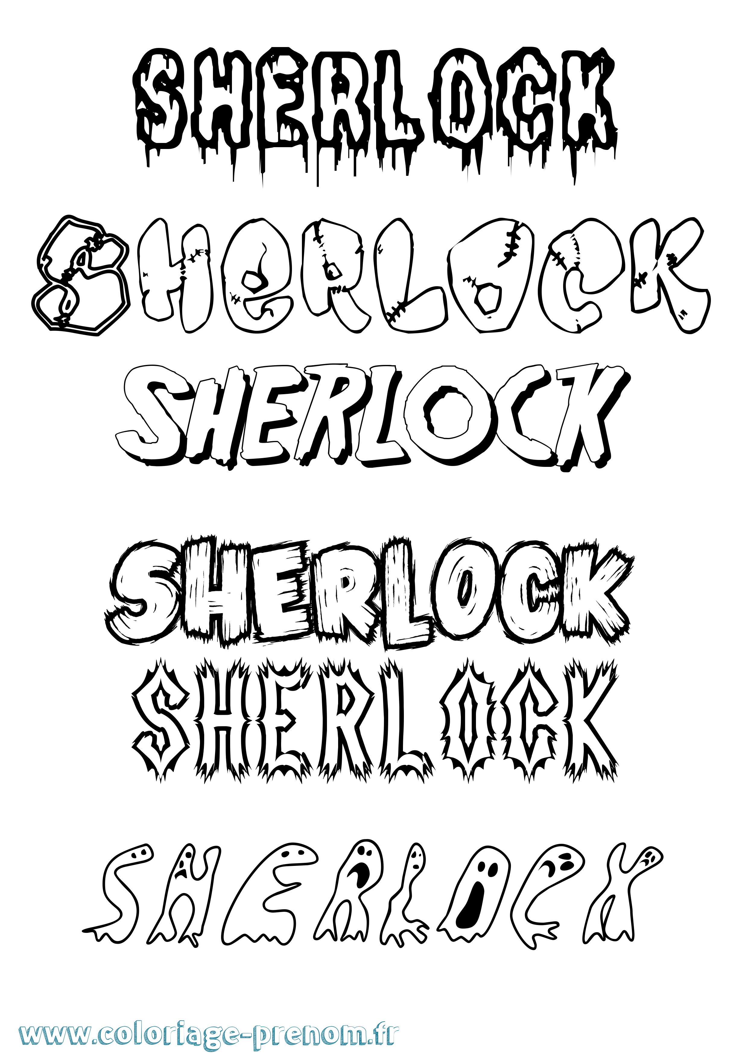 Coloriage Sherlock Frisson Coloriage prénom Sherlock Frisson