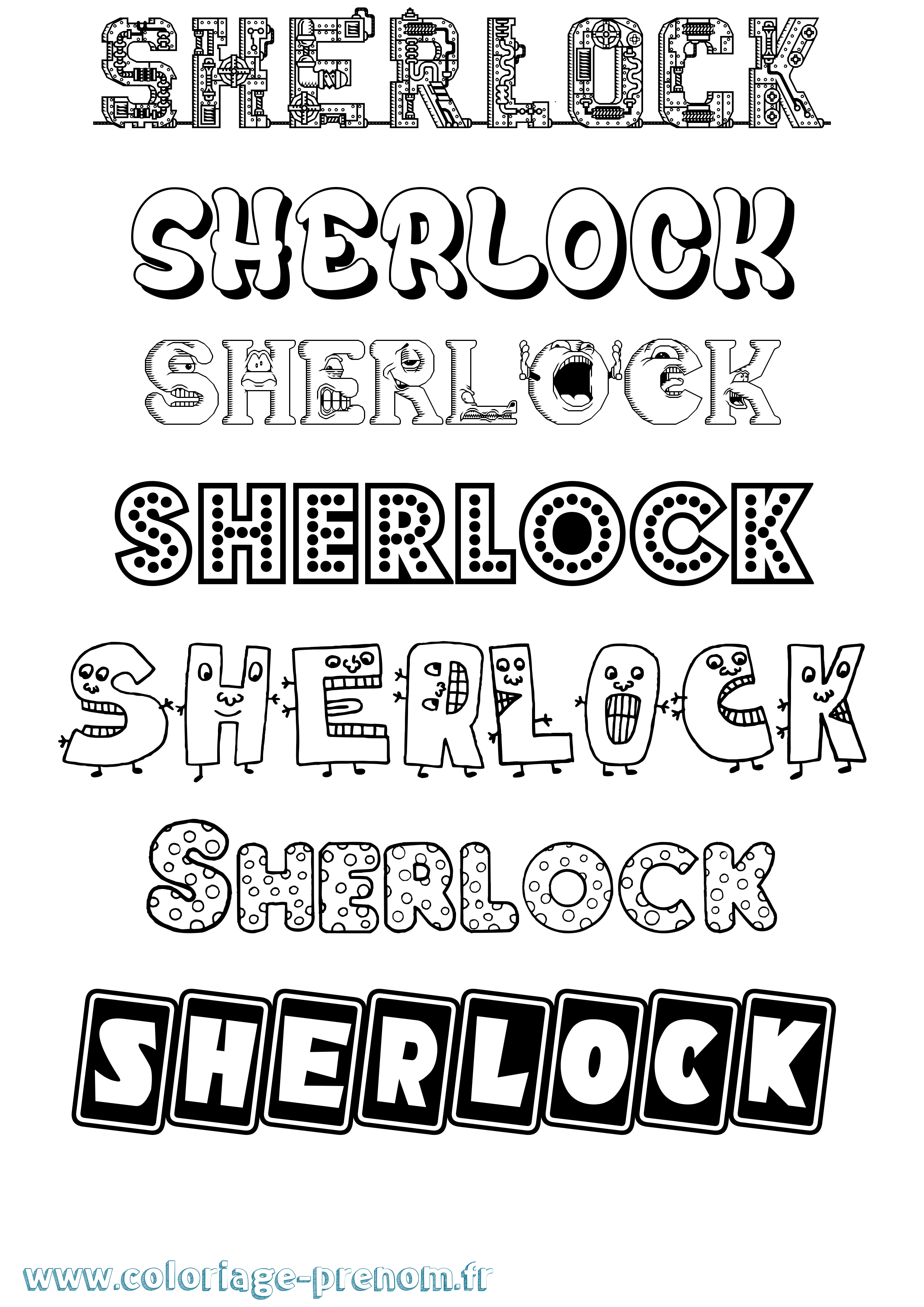 Coloriage Sherlock Fun Coloriage prénom Sherlock Fun