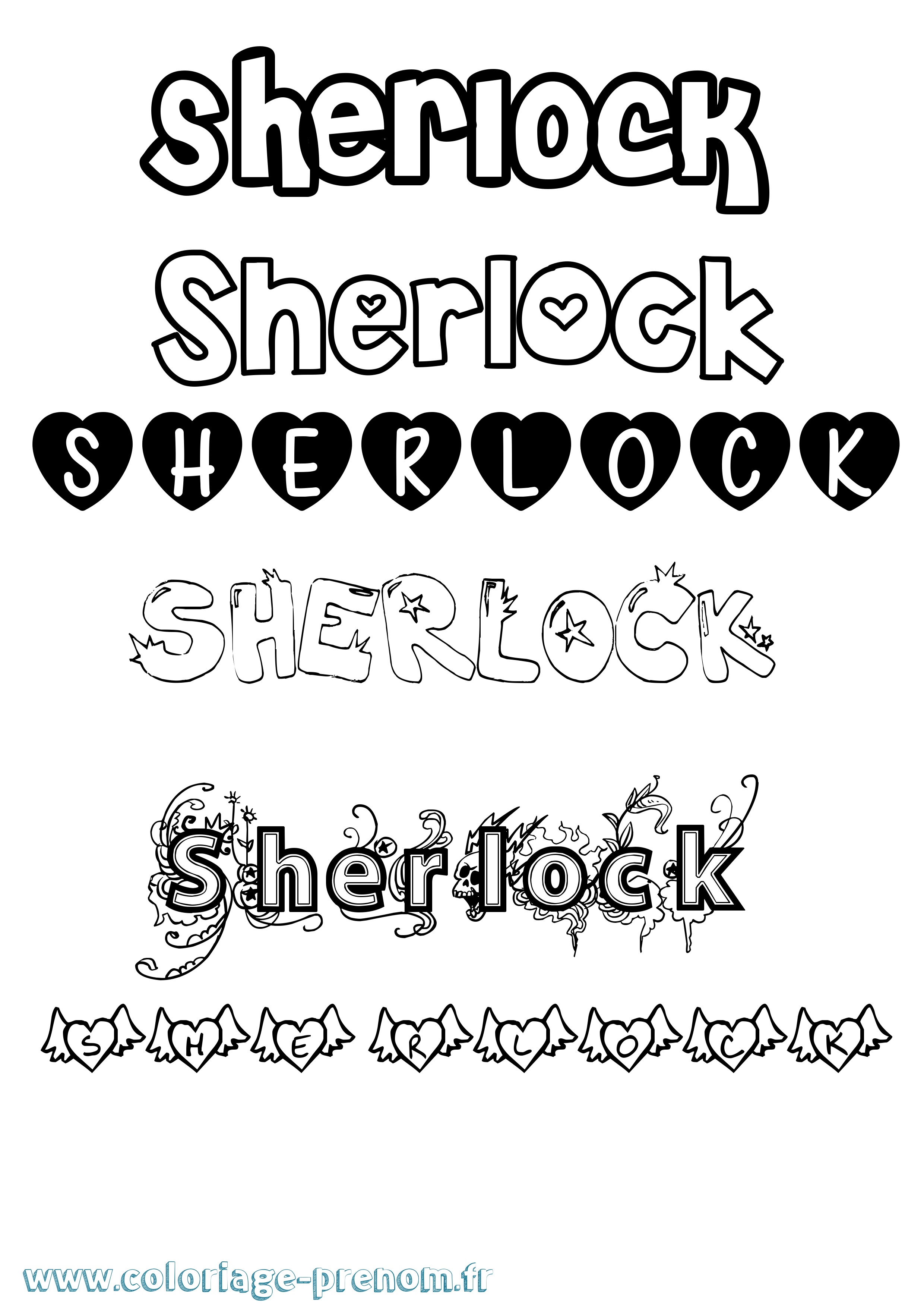 Coloriage Sherlock Girly Coloriage prénom Sherlock Girly