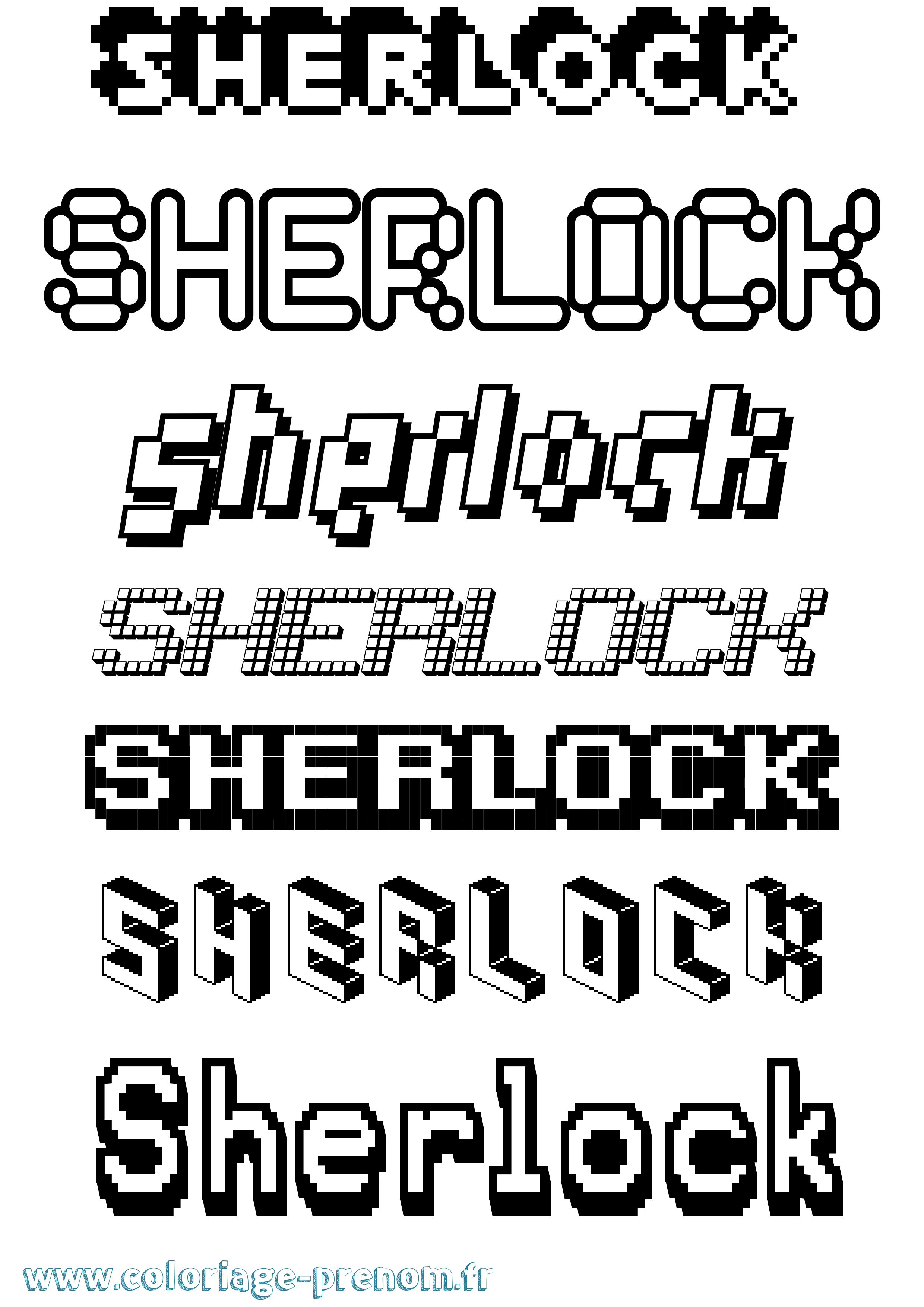 Coloriage Sherlock Pixel Coloriage prénom Sherlock Pixel