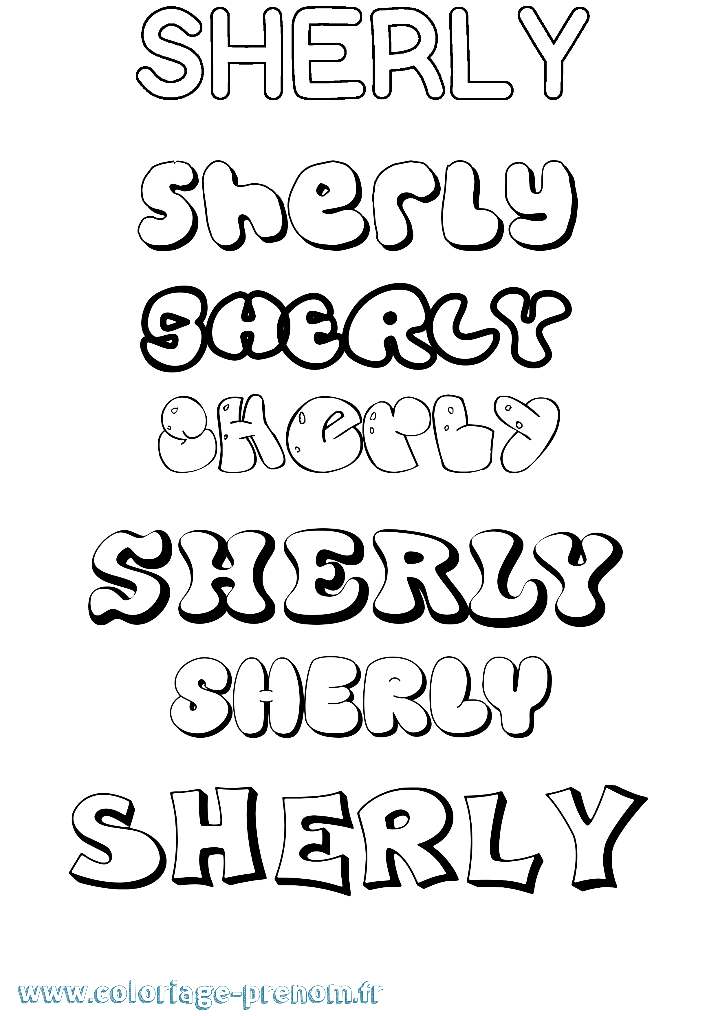 Coloriage Sherly Bubble Coloriage prénom Sherly Bubble