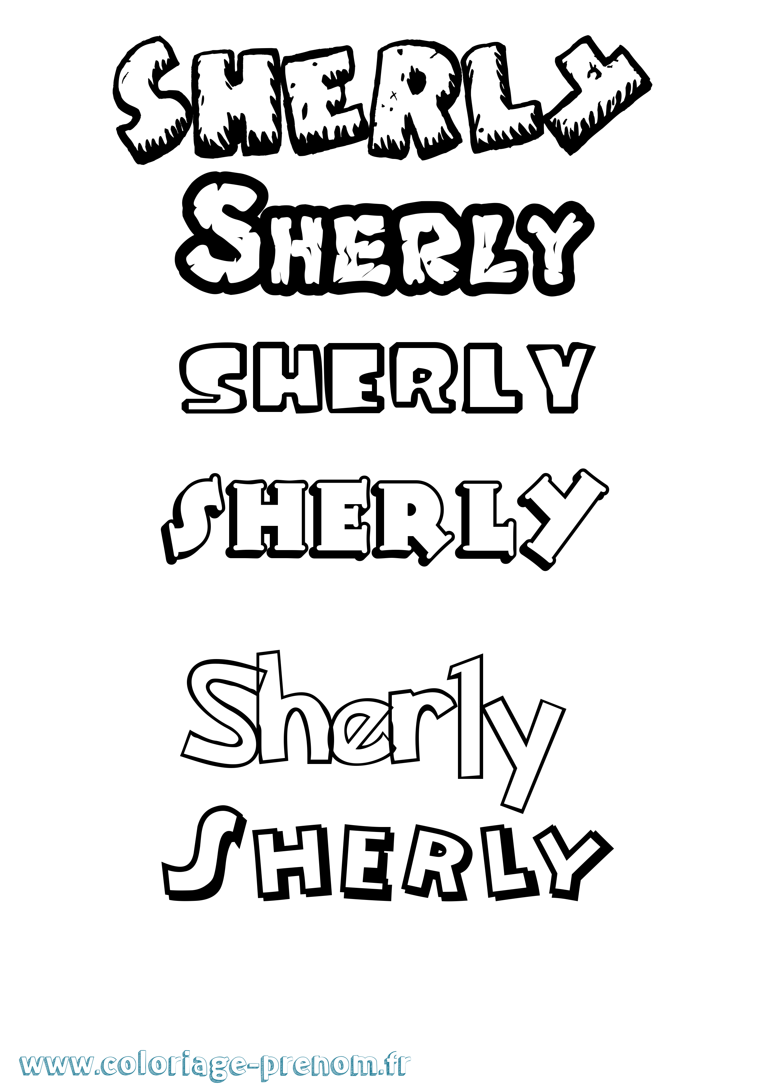 Coloriage Sherly Dessin Animé Coloriage prénom Sherly Dessin Animé