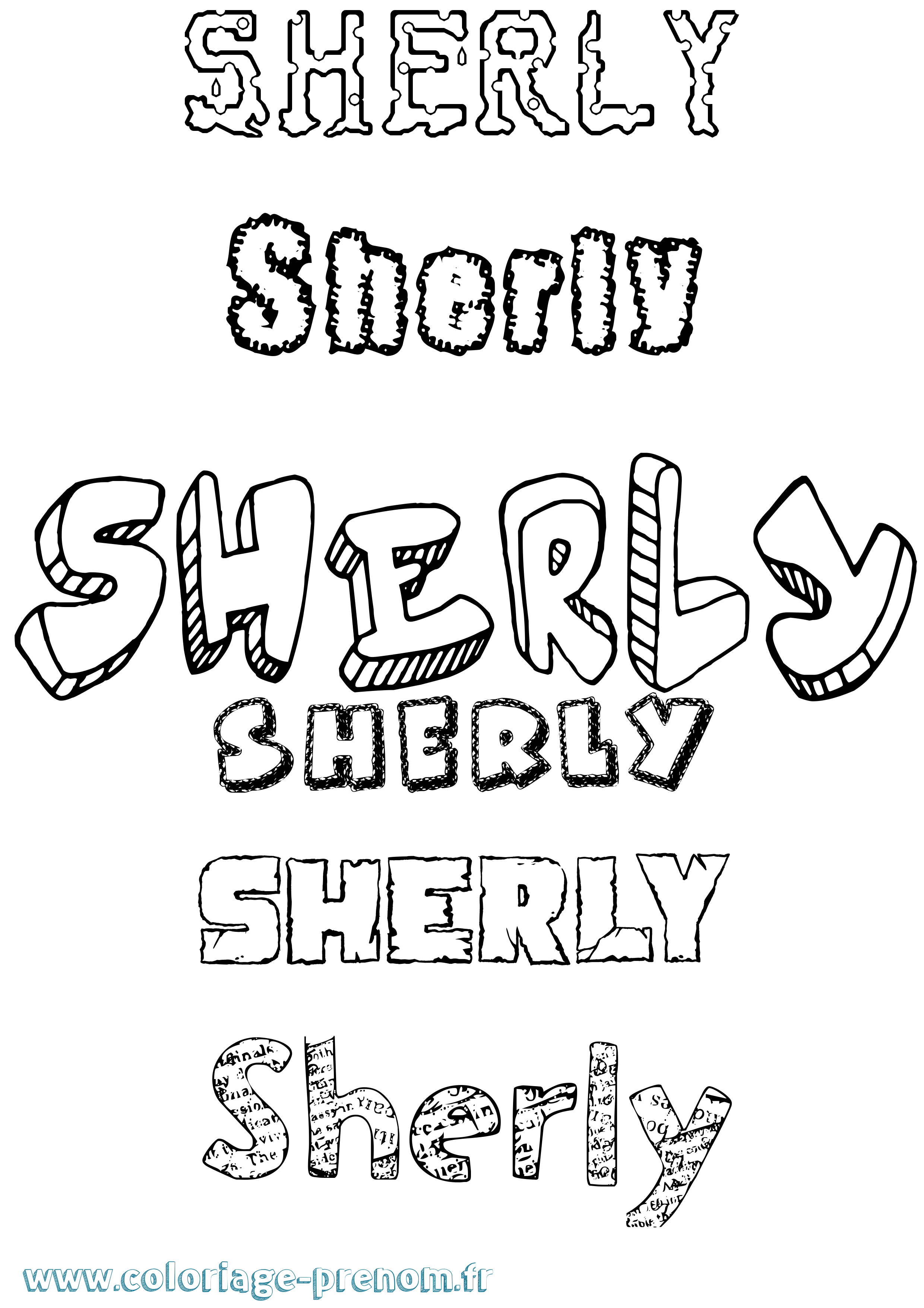 Coloriage Sherly Destructuré Coloriage prénom Sherly Destructuré