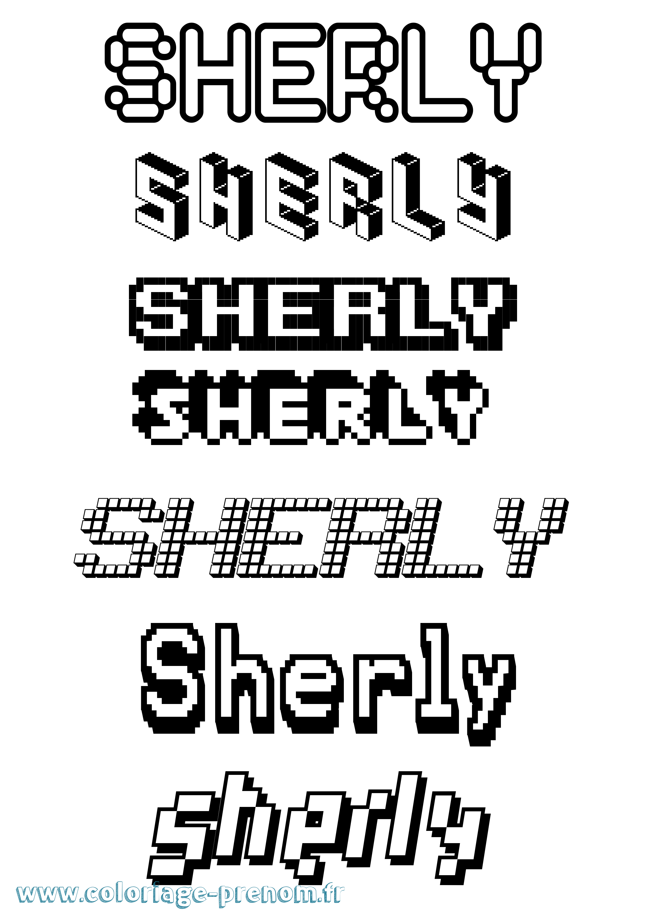 Coloriage Sherly Pixel Coloriage prénom Sherly Pixel