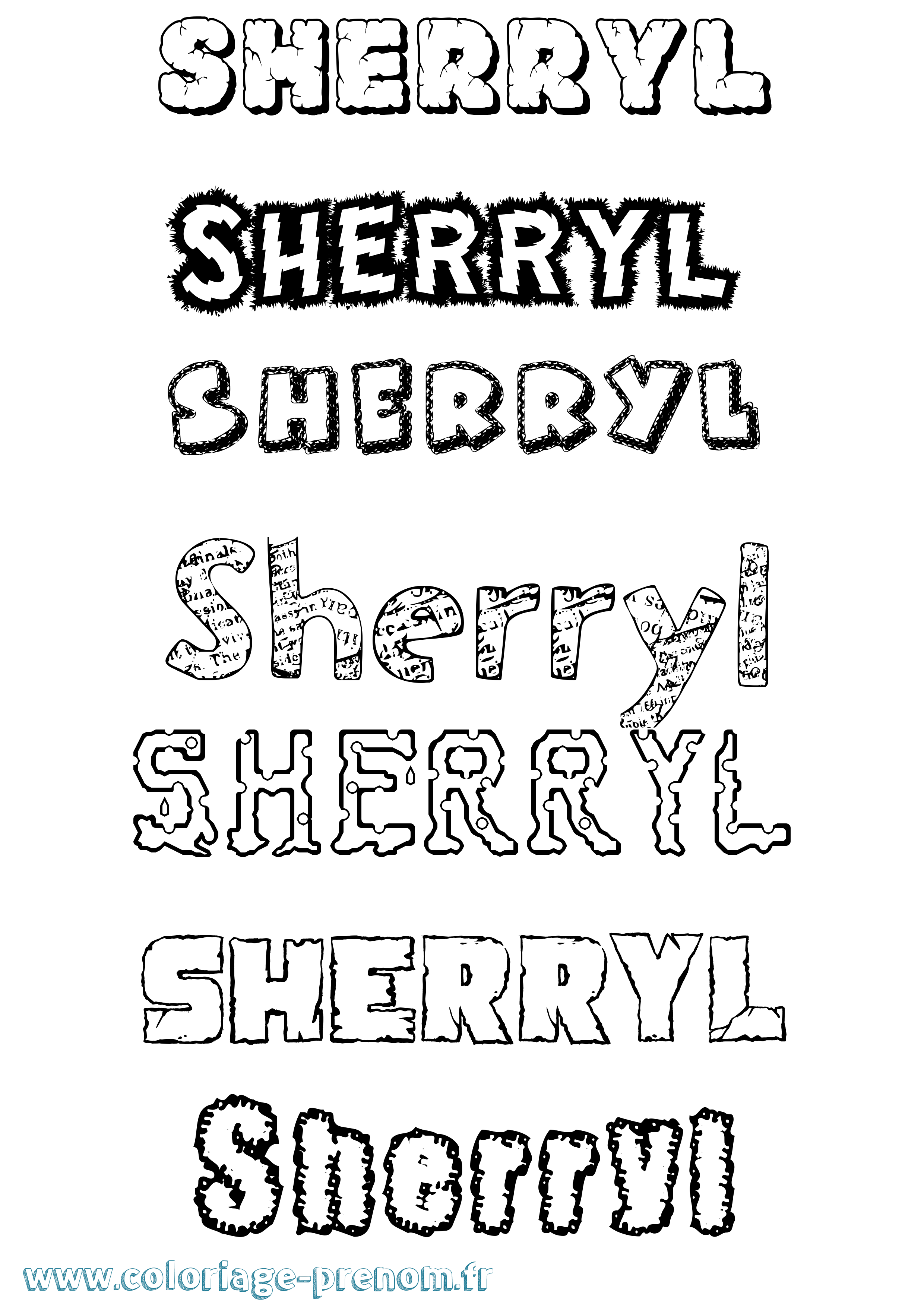 Coloriage Sherryl Destructuré Coloriage prénom Sherryl Destructuré