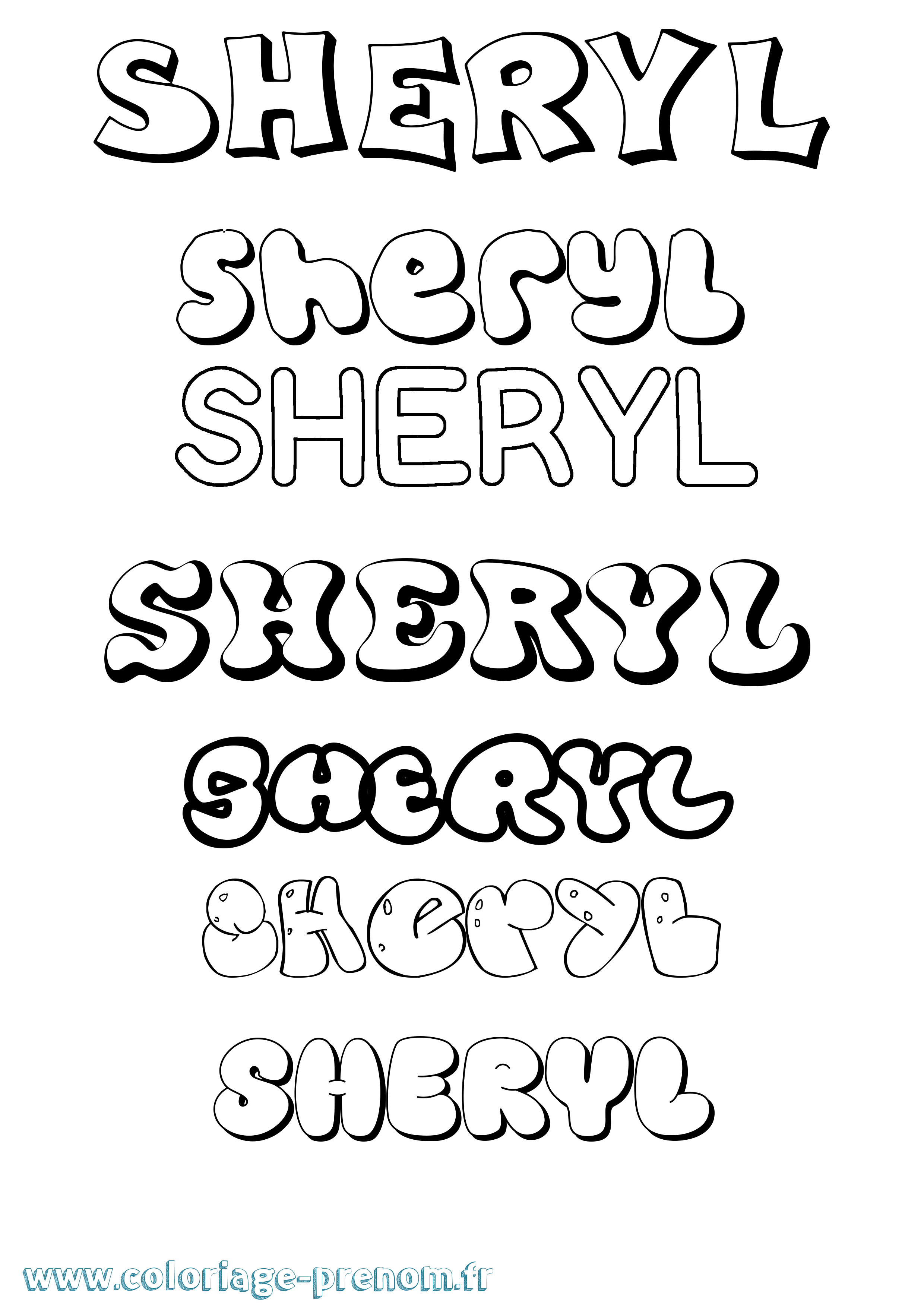 Coloriage Sheryl Bubble Coloriage prénom Sheryl Bubble