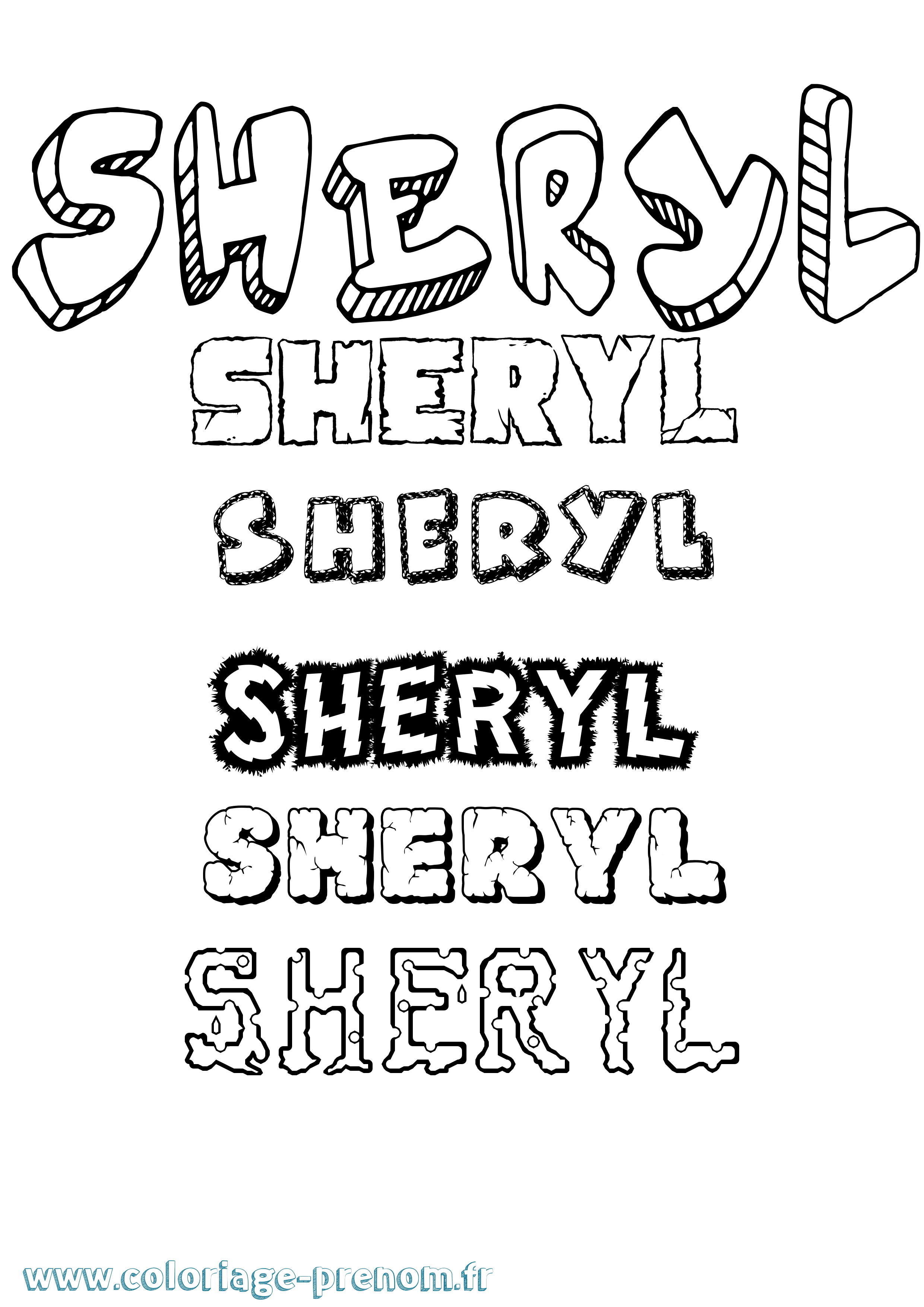 Coloriage Sheryl Destructuré Coloriage prénom Sheryl Destructuré