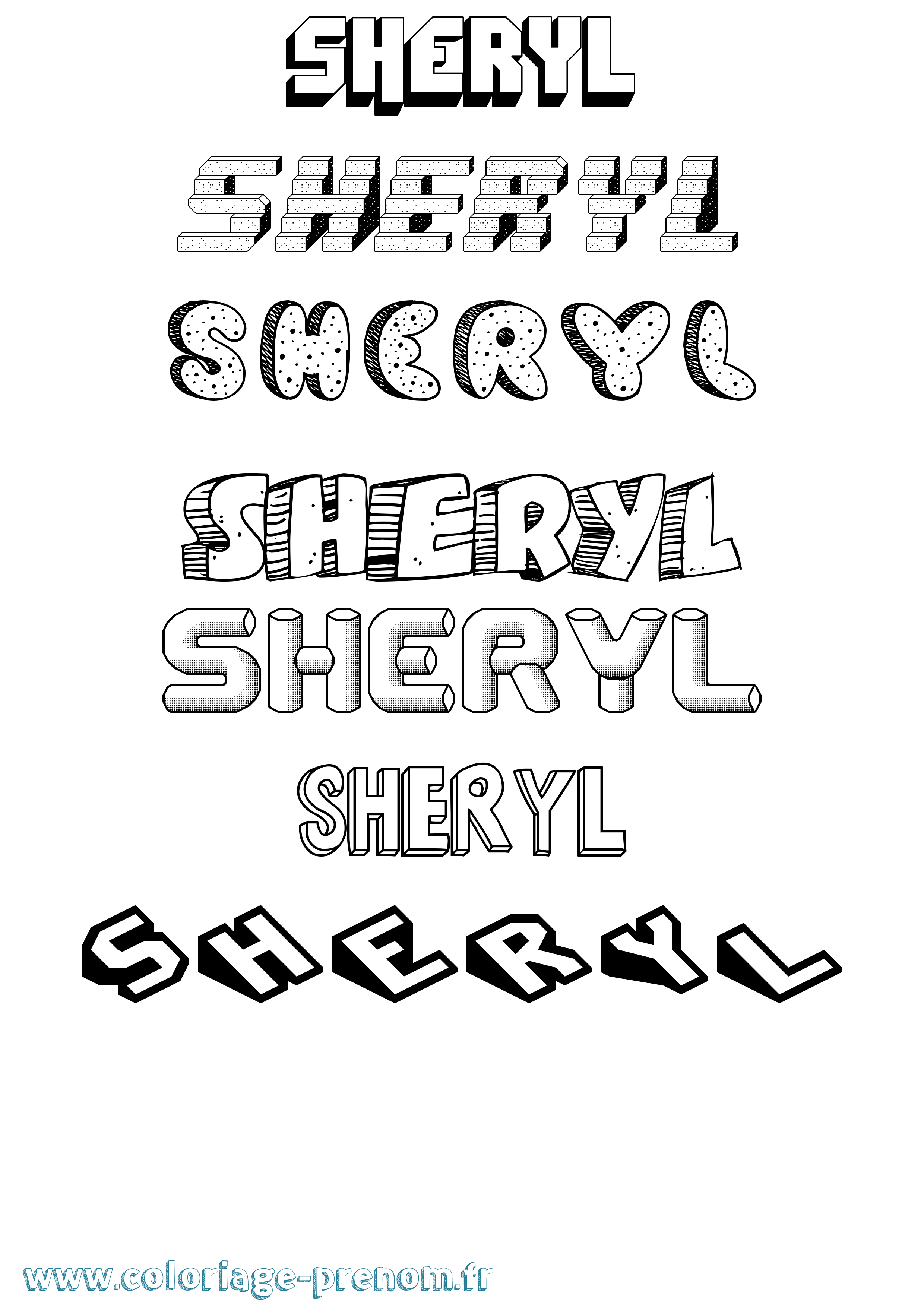 Coloriage Sheryl Effet 3D Coloriage prénom Sheryl Effet 3D