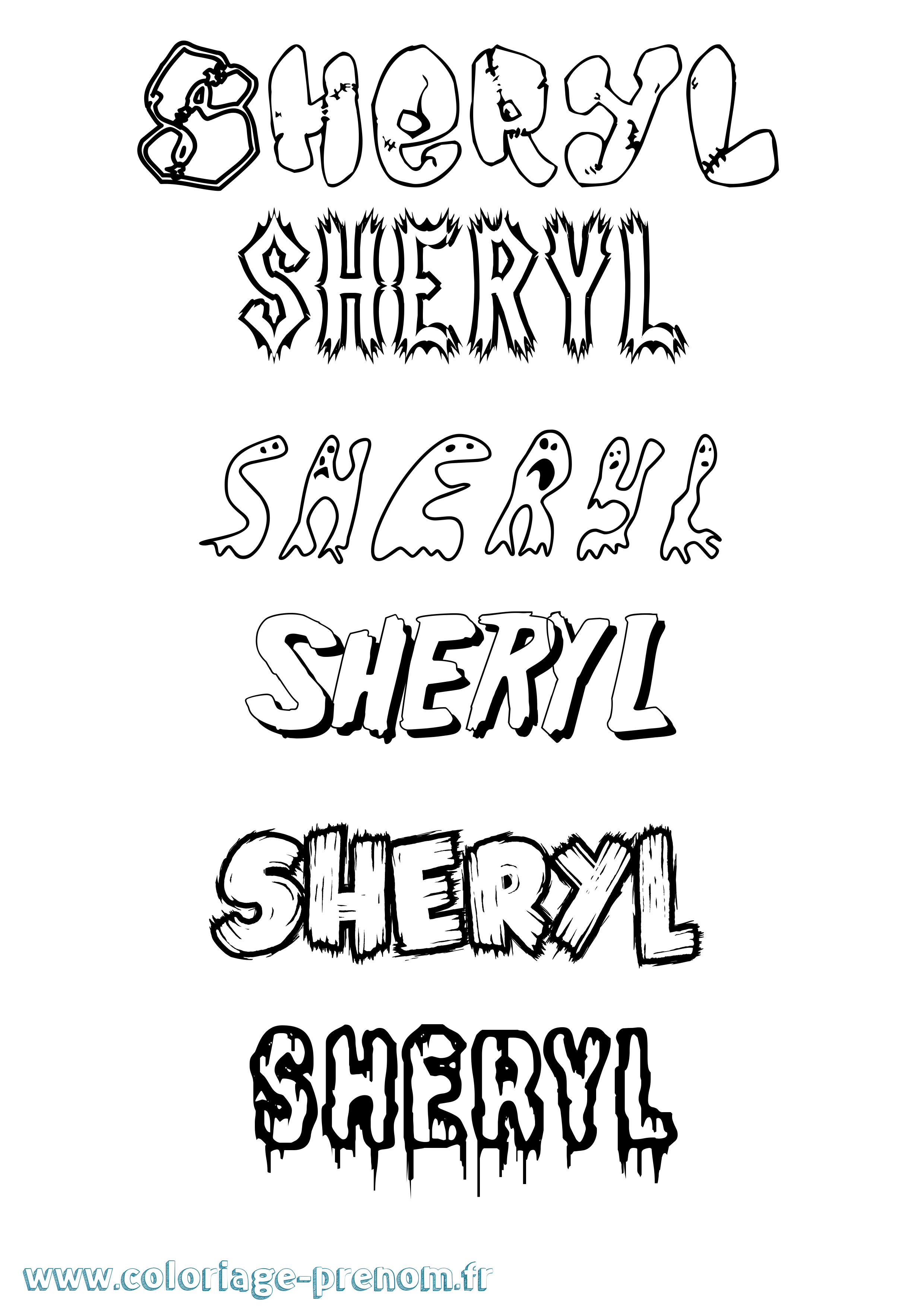 Coloriage Sheryl Frisson Coloriage prénom Sheryl Frisson