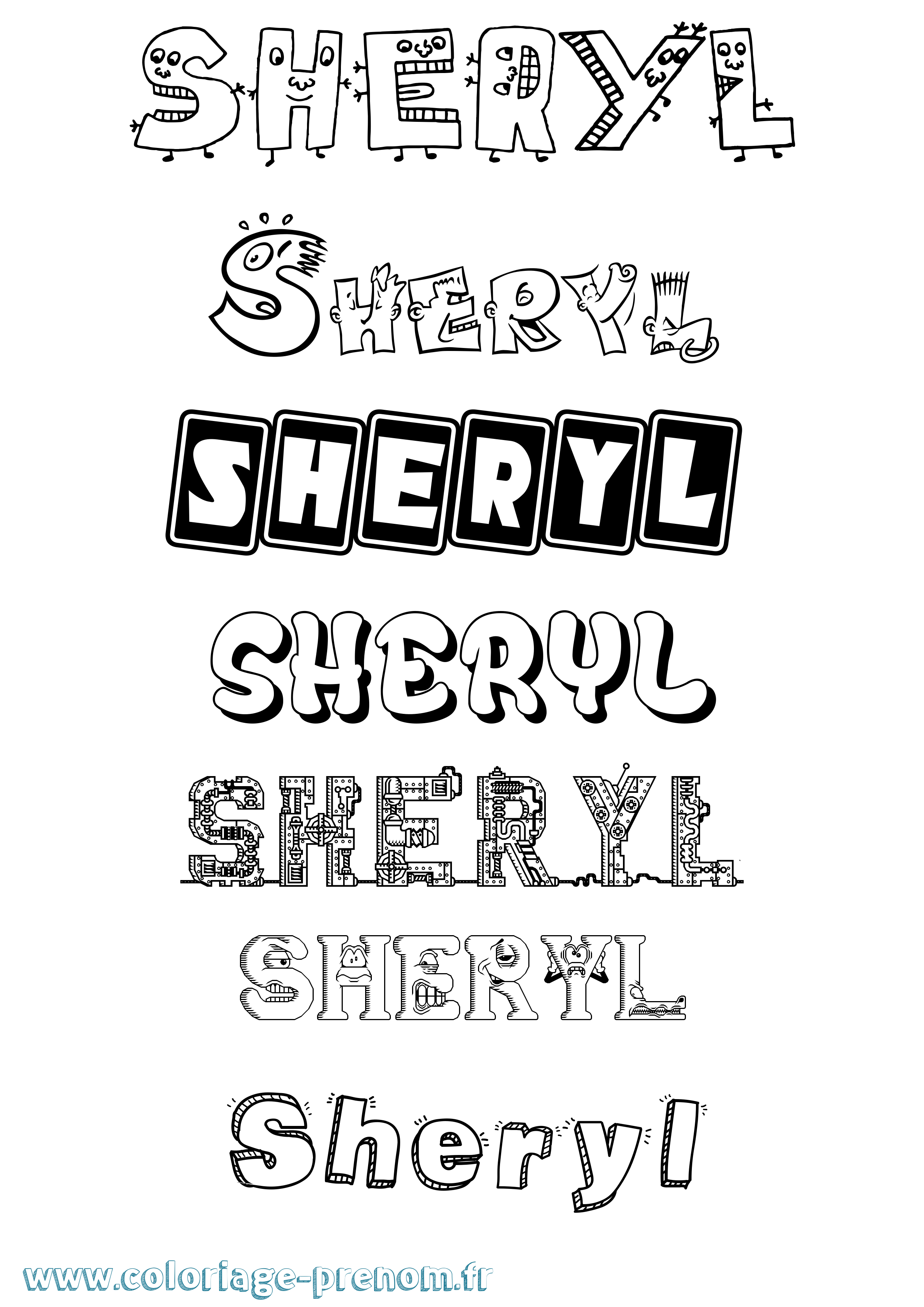 Coloriage Sheryl Fun Coloriage prénom Sheryl Fun