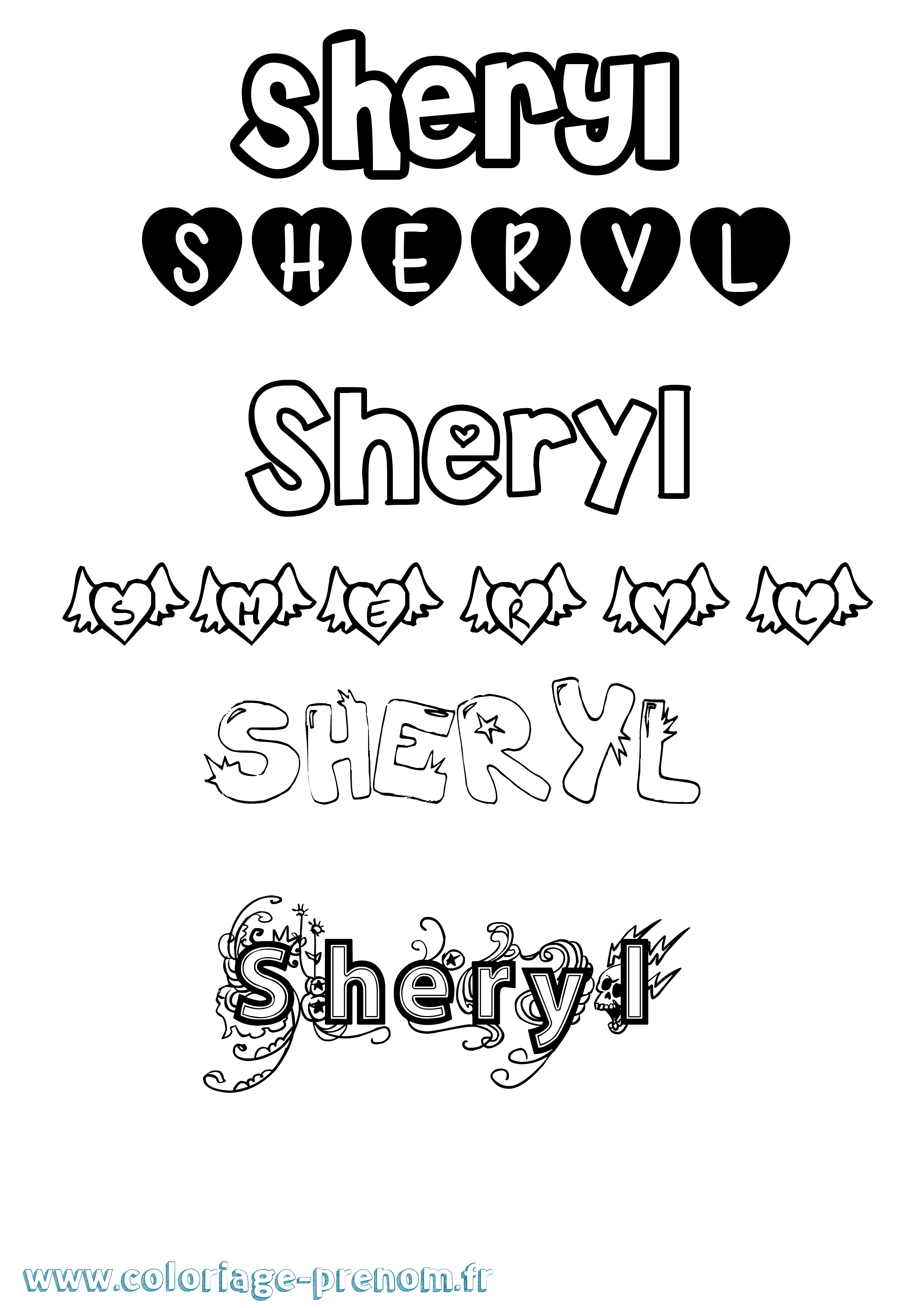 Coloriage Sheryl Girly Coloriage prénom Sheryl Girly