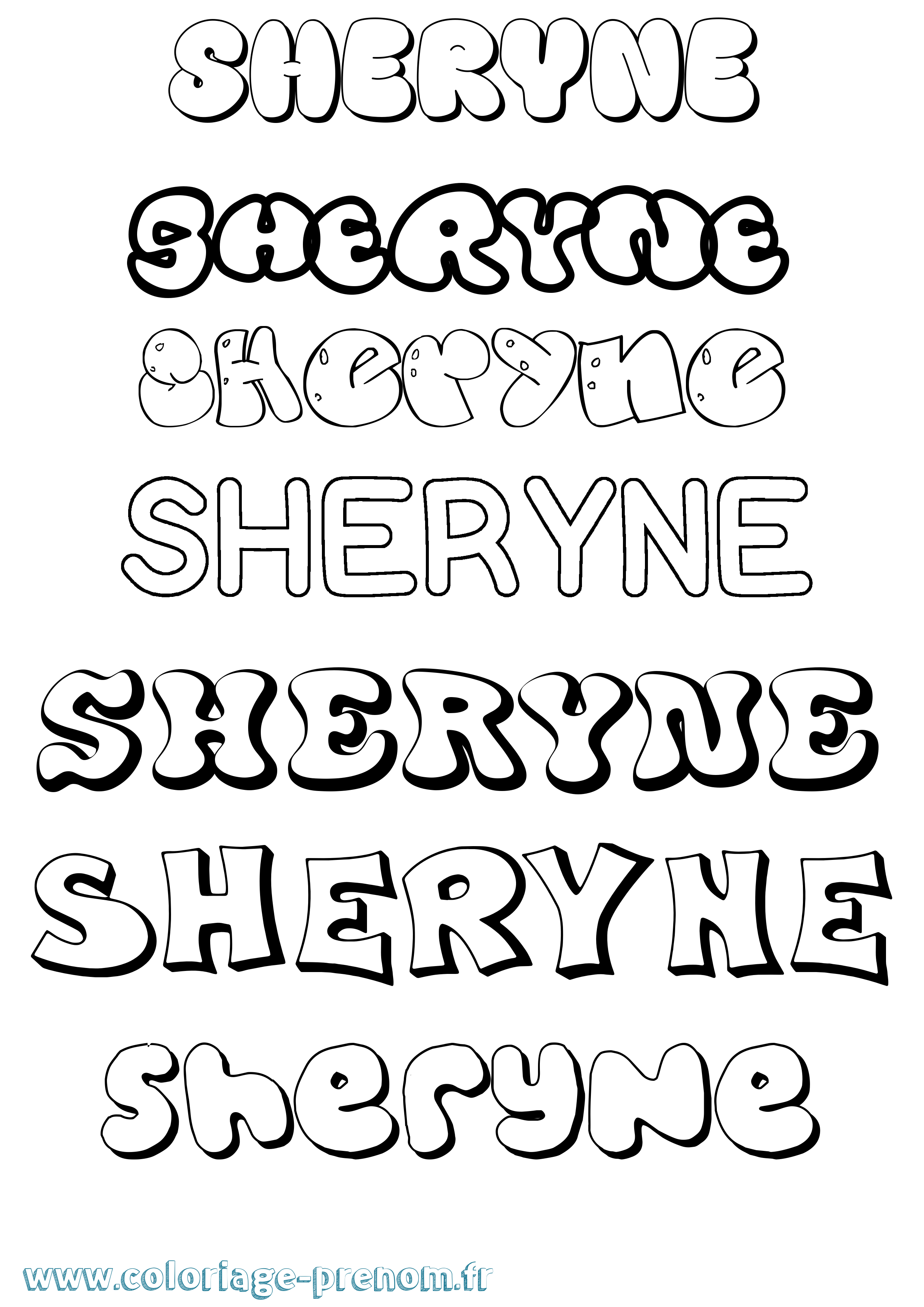 Coloriage Sheryne Bubble Coloriage prénom Sheryne Bubble