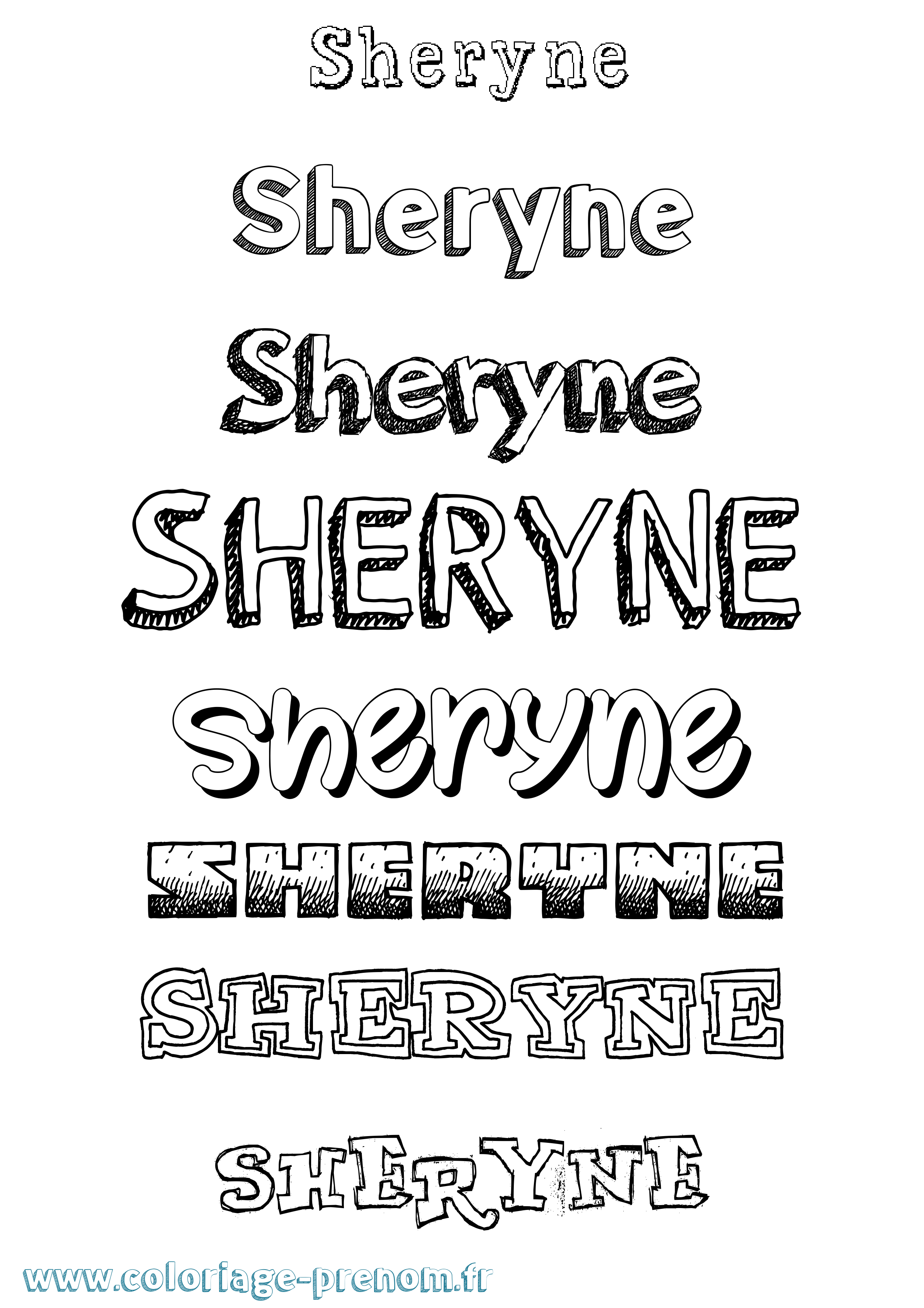 Coloriage Sheryne Dessiné Coloriage prénom Sheryne Dessiné