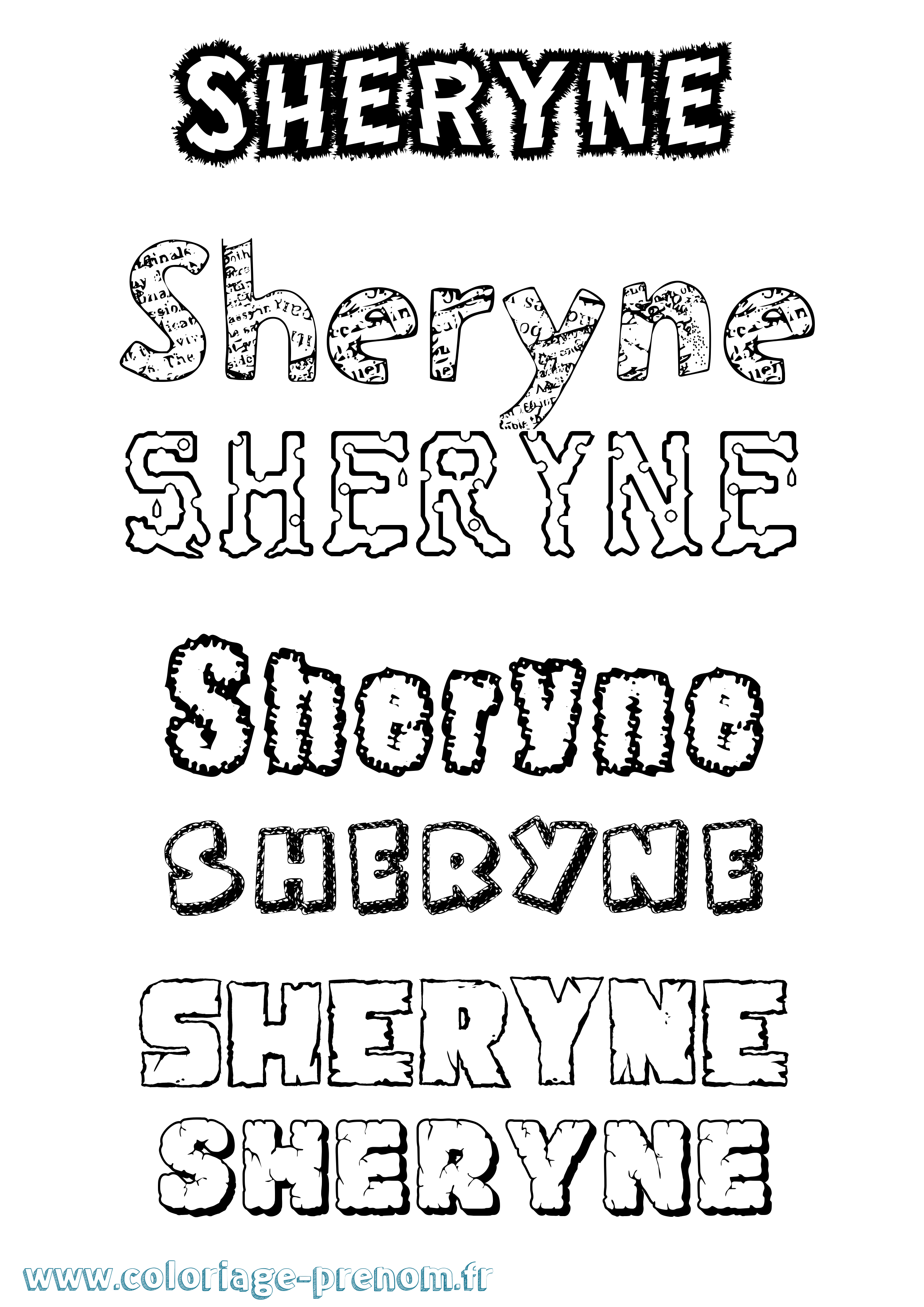 Coloriage Sheryne Destructuré Coloriage prénom Sheryne Destructuré