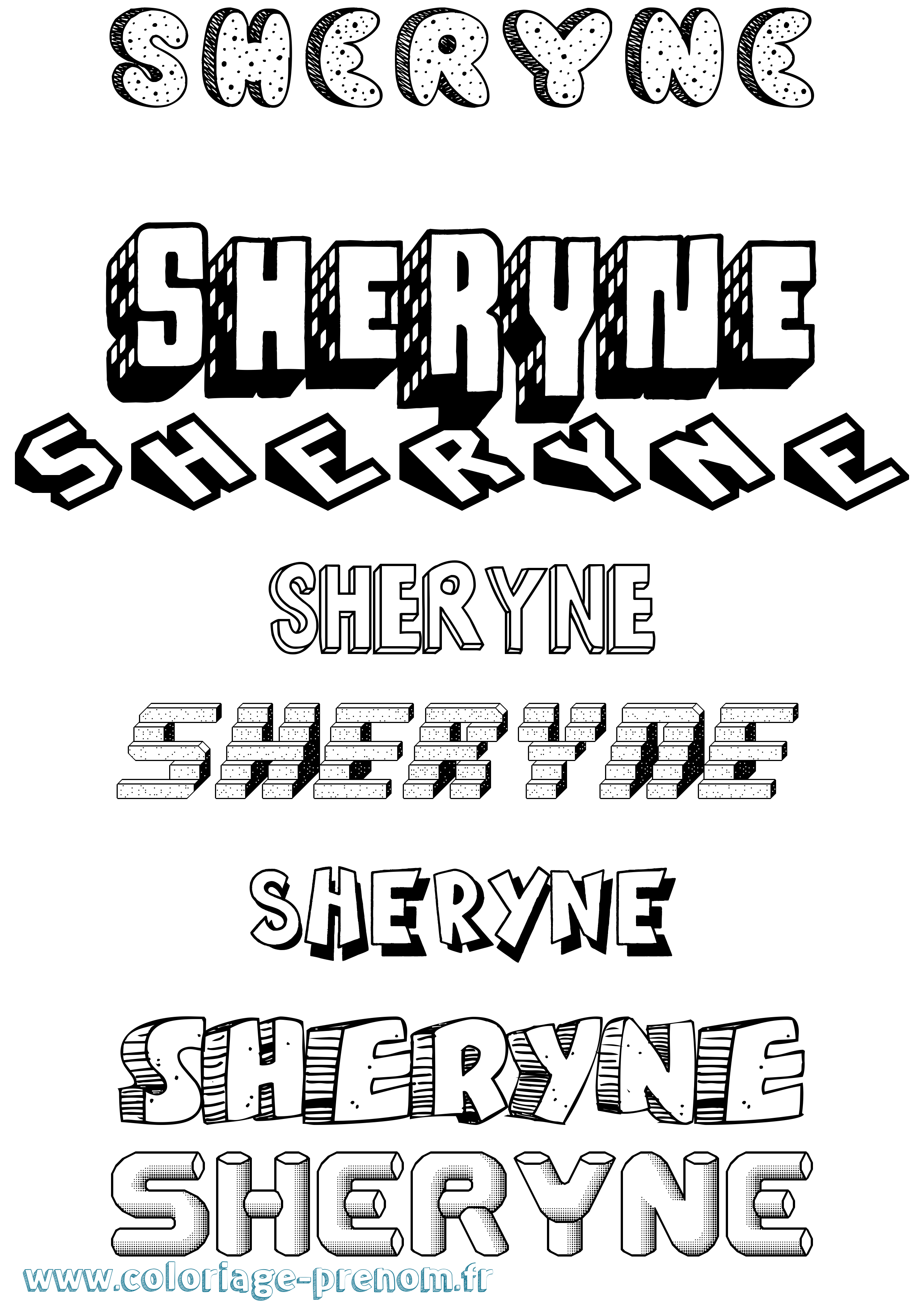 Coloriage Sheryne Effet 3D Coloriage prénom Sheryne Effet 3D