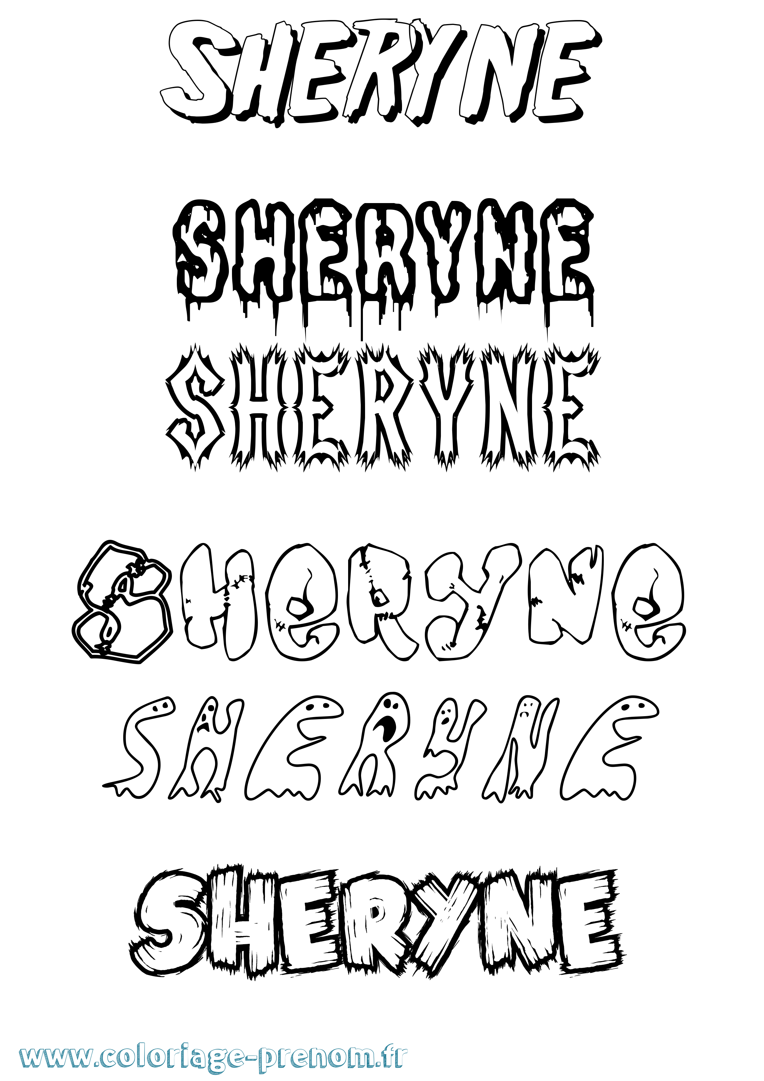 Coloriage Sheryne Frisson Coloriage prénom Sheryne Frisson
