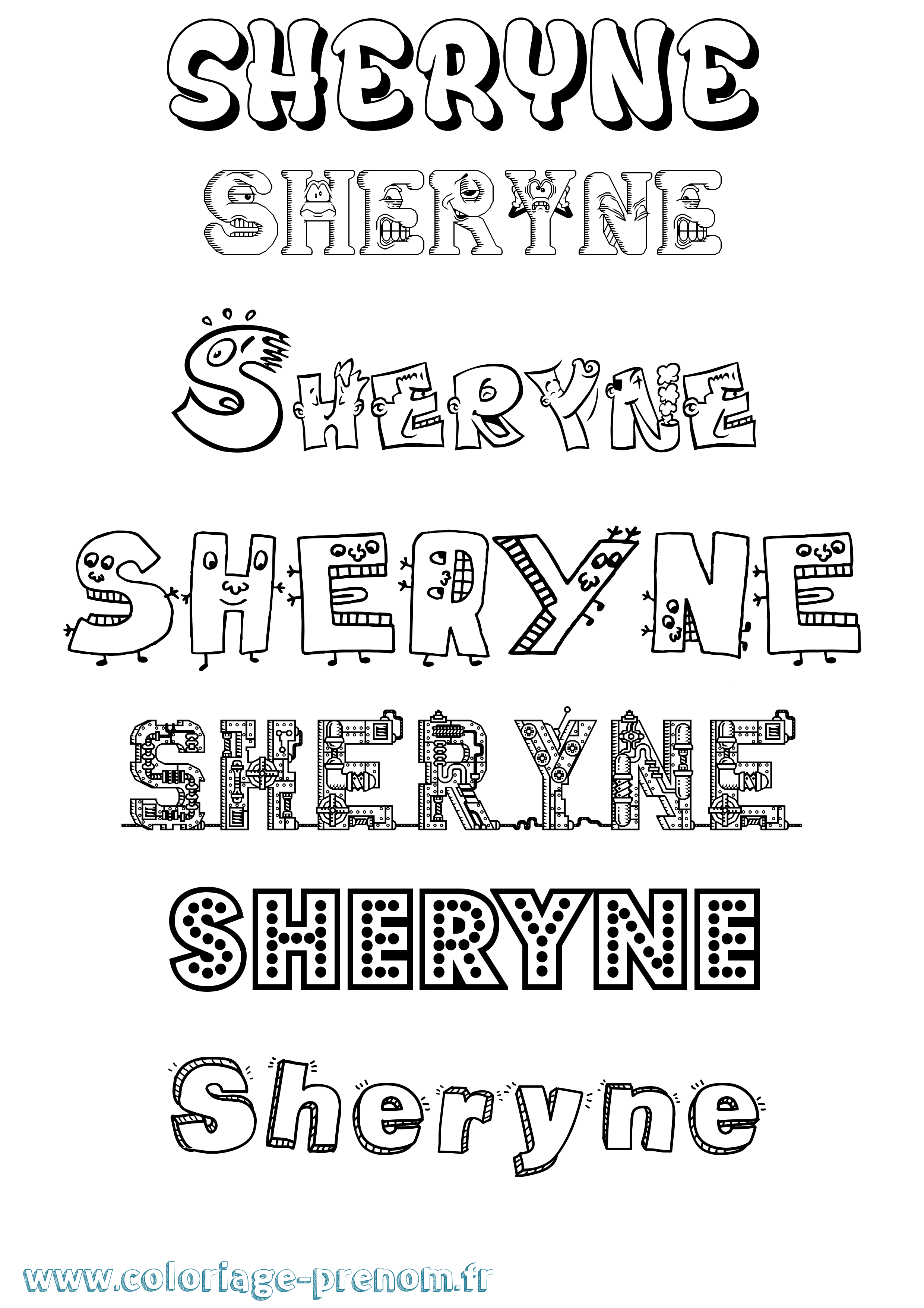 Coloriage Sheryne Fun Coloriage prénom Sheryne Fun