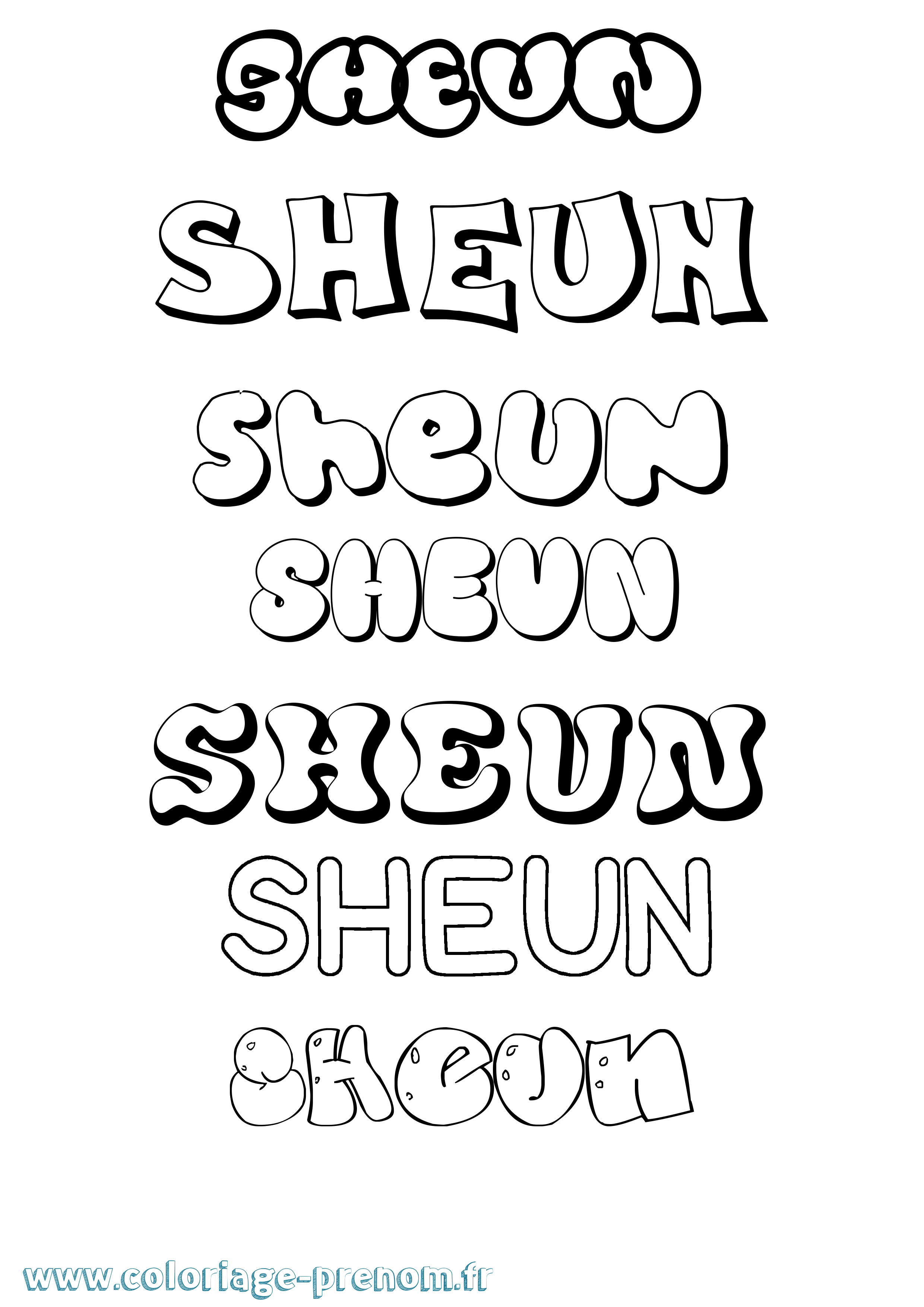 Coloriage Sheun Bubble Coloriage prénom Sheun Bubble