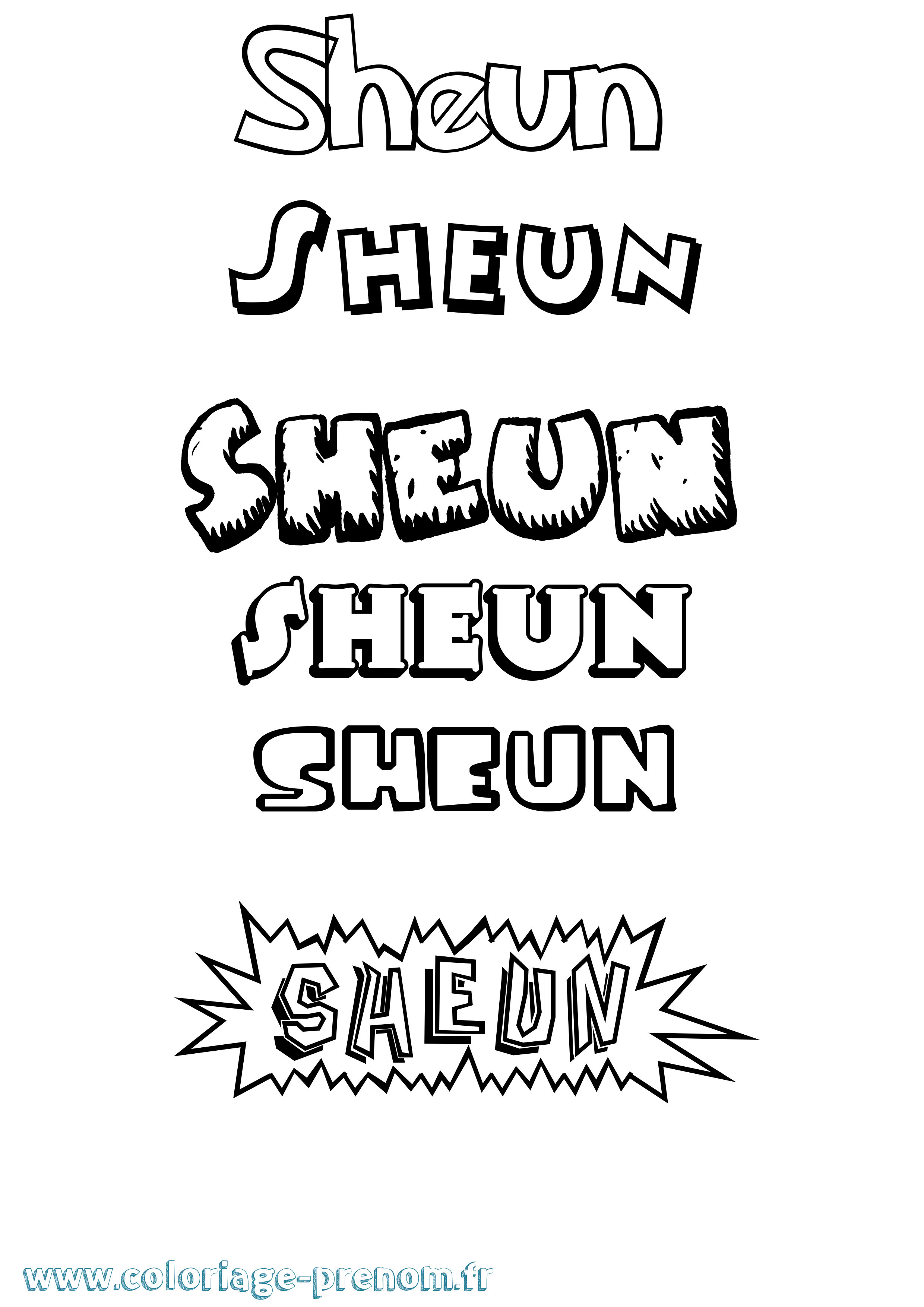Coloriage Sheun Dessin Animé Coloriage prénom Sheun Dessin Animé