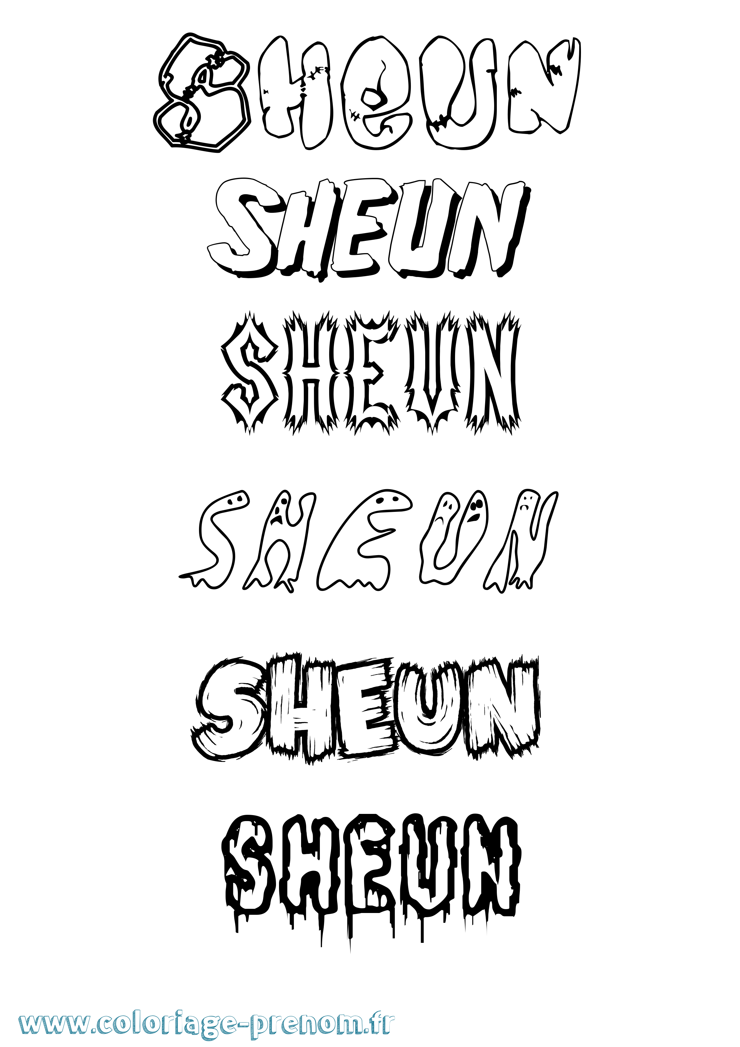 Coloriage Sheun Frisson Coloriage prénom Sheun Frisson