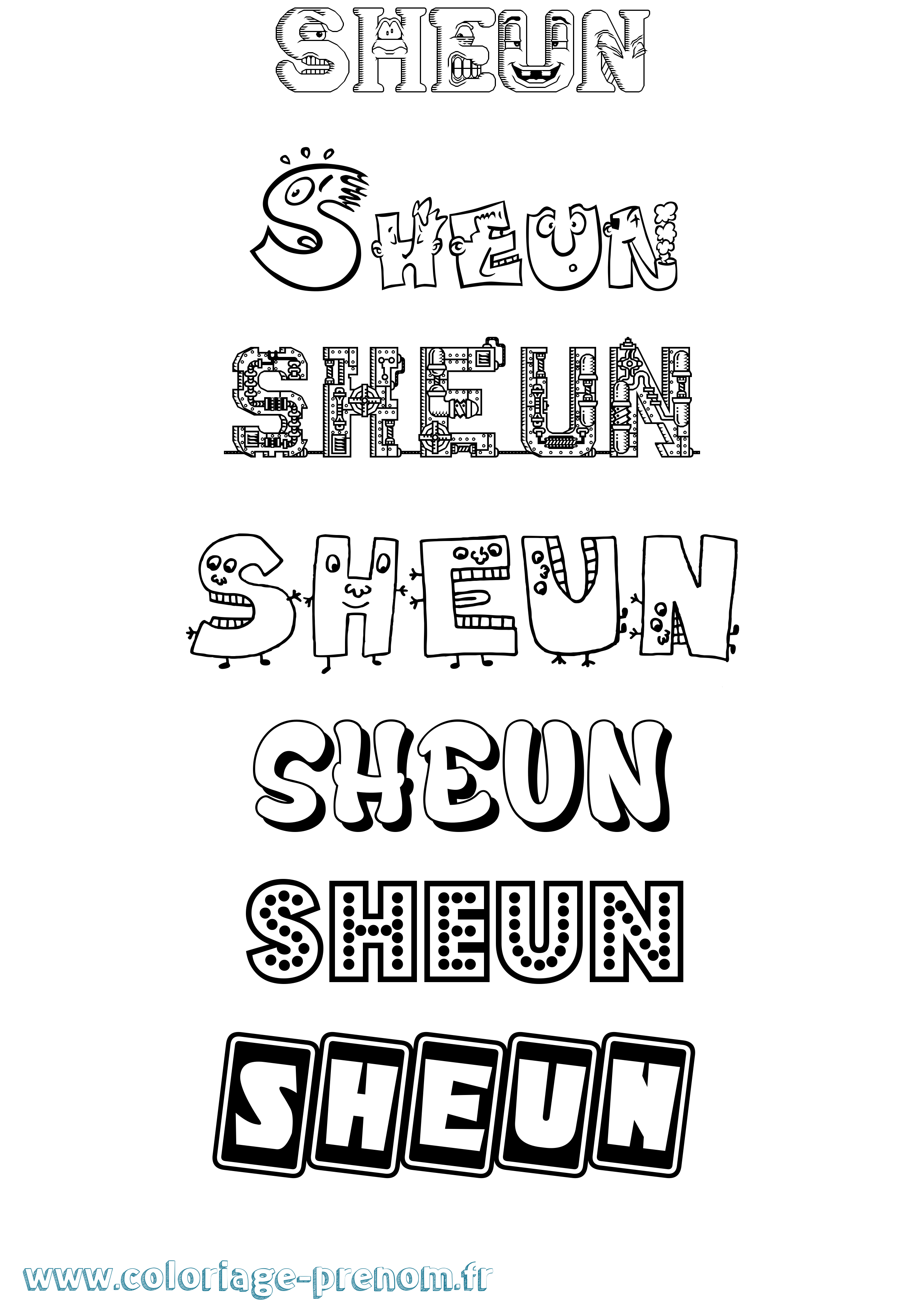 Coloriage Sheun Fun Coloriage prénom Sheun Fun