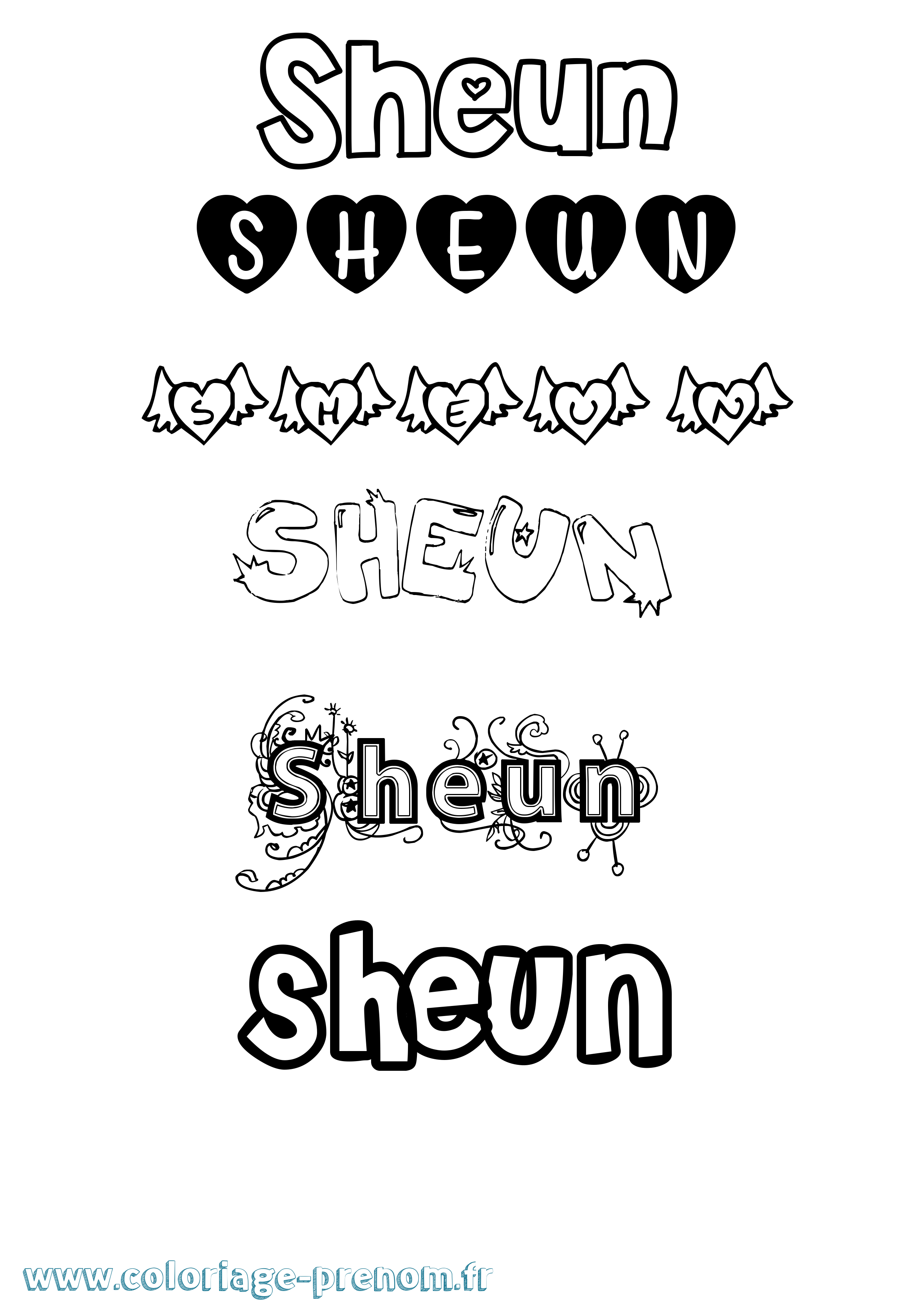 Coloriage Sheun Girly Coloriage prénom Sheun Girly