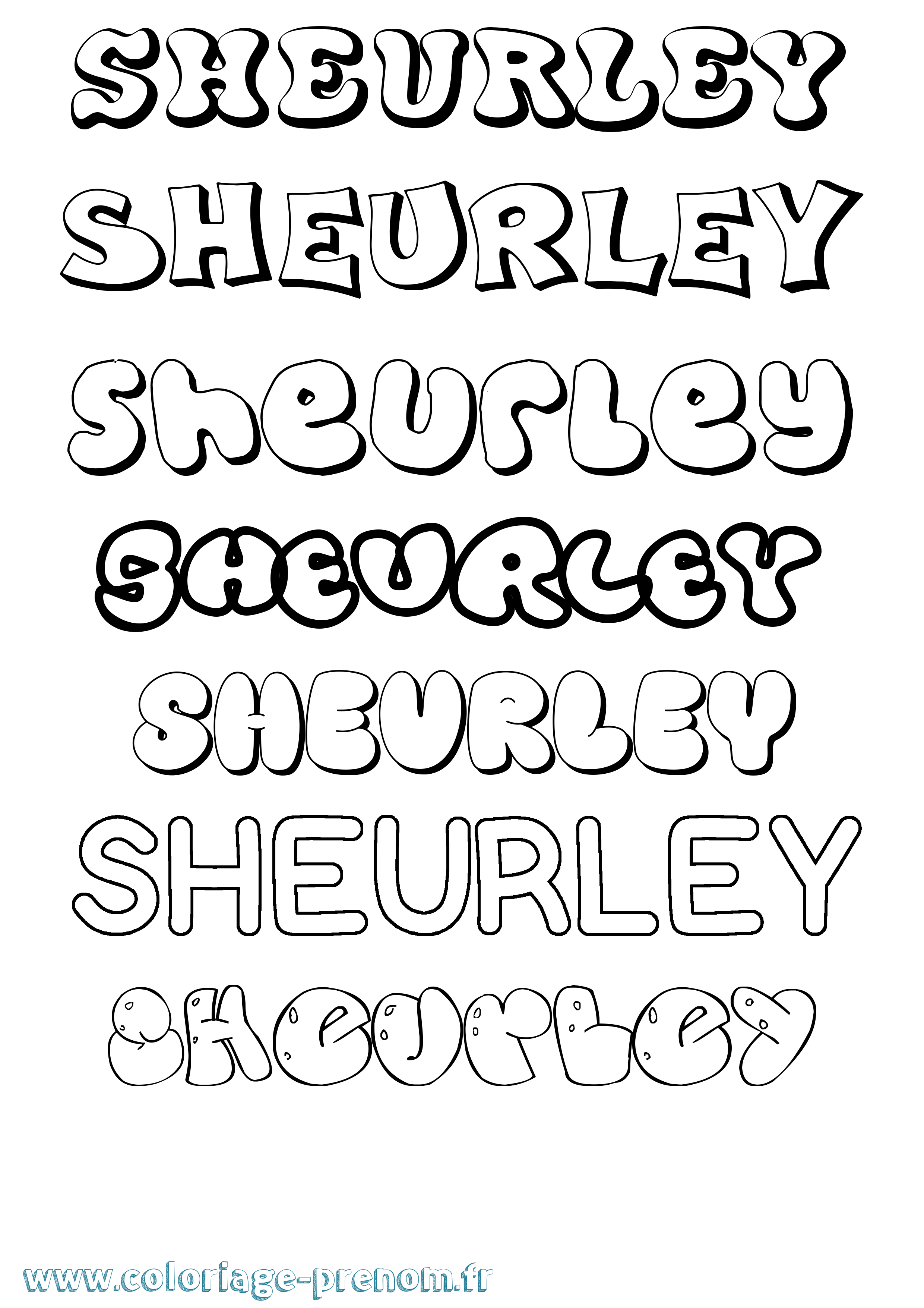 Coloriage Sheurley Bubble Coloriage prénom Sheurley Bubble