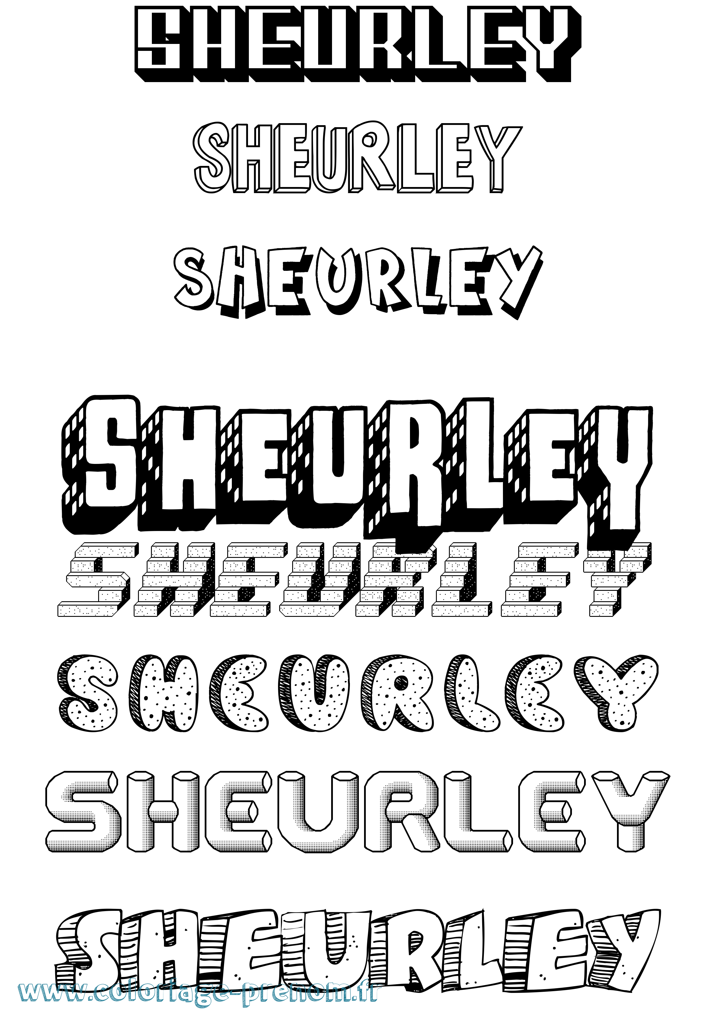 Coloriage Sheurley Effet 3D Coloriage prénom Sheurley Effet 3D