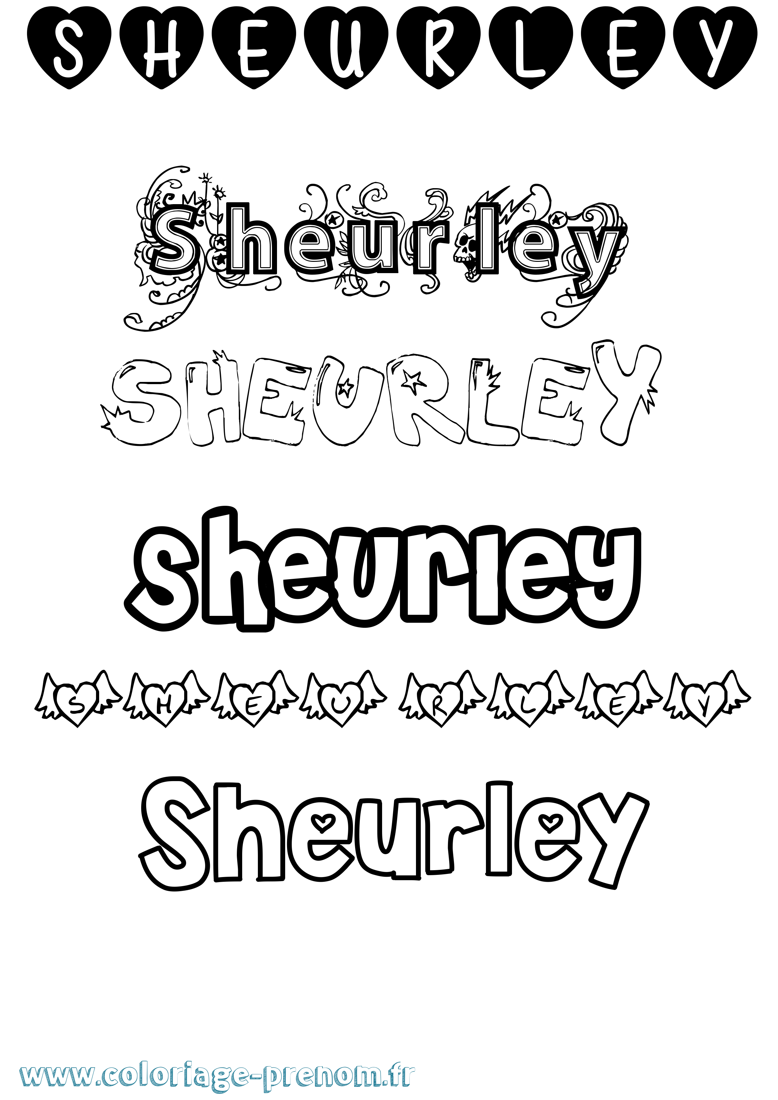Coloriage Sheurley Girly Coloriage prénom Sheurley Girly