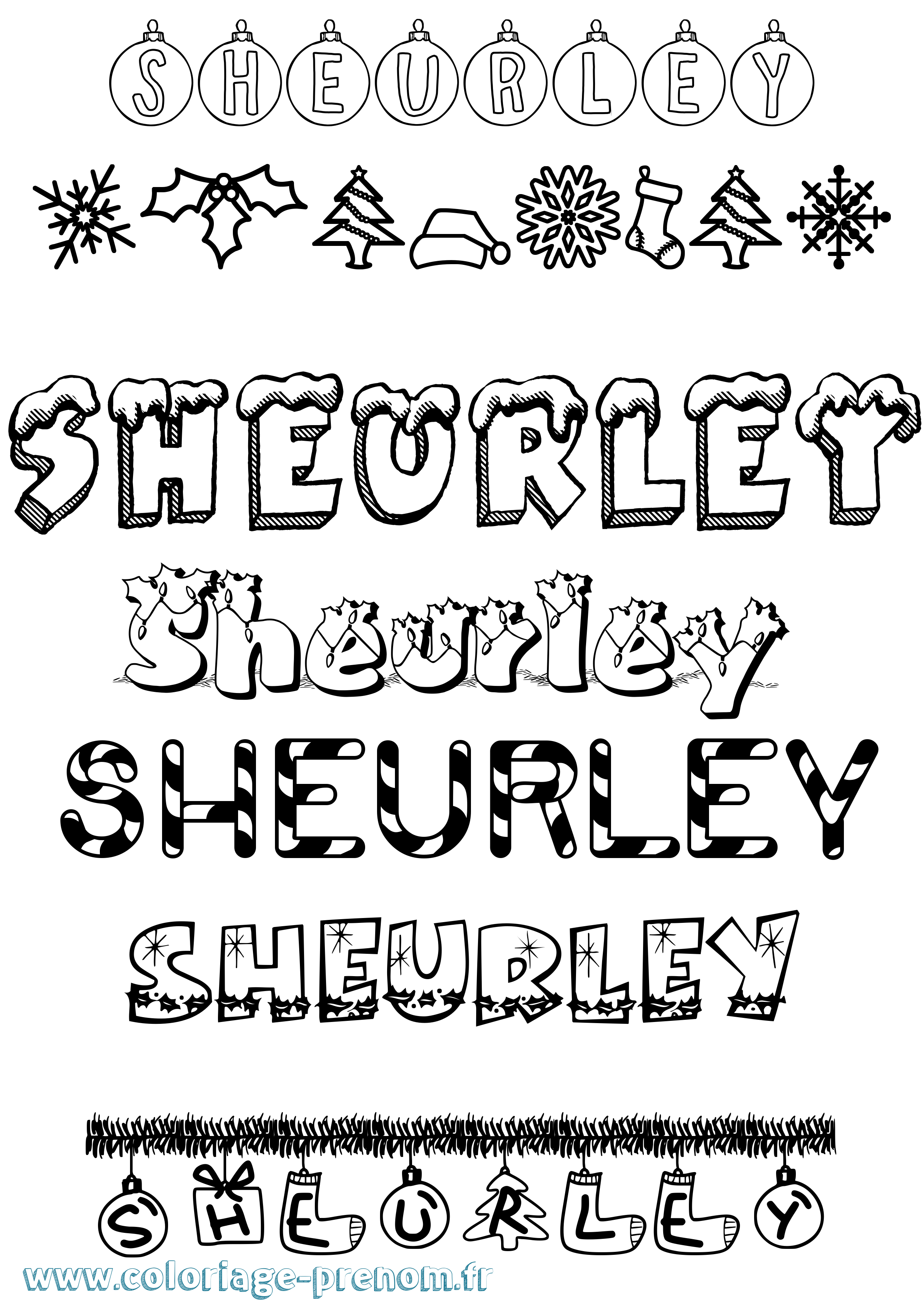 Coloriage Sheurley Noël Coloriage prénom Sheurley Noël