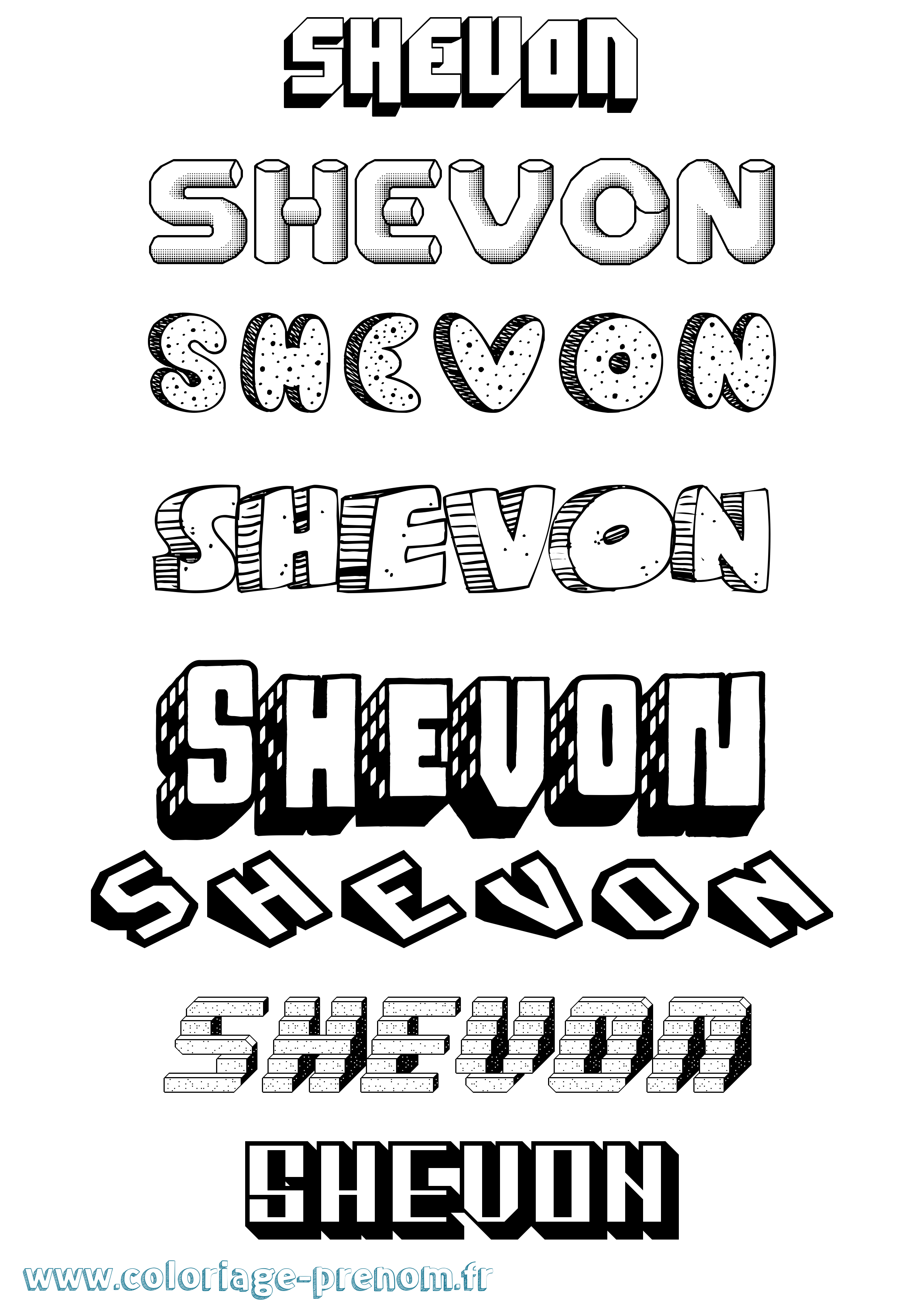 Coloriage Shevon Effet 3D Coloriage prénom Shevon Effet 3D