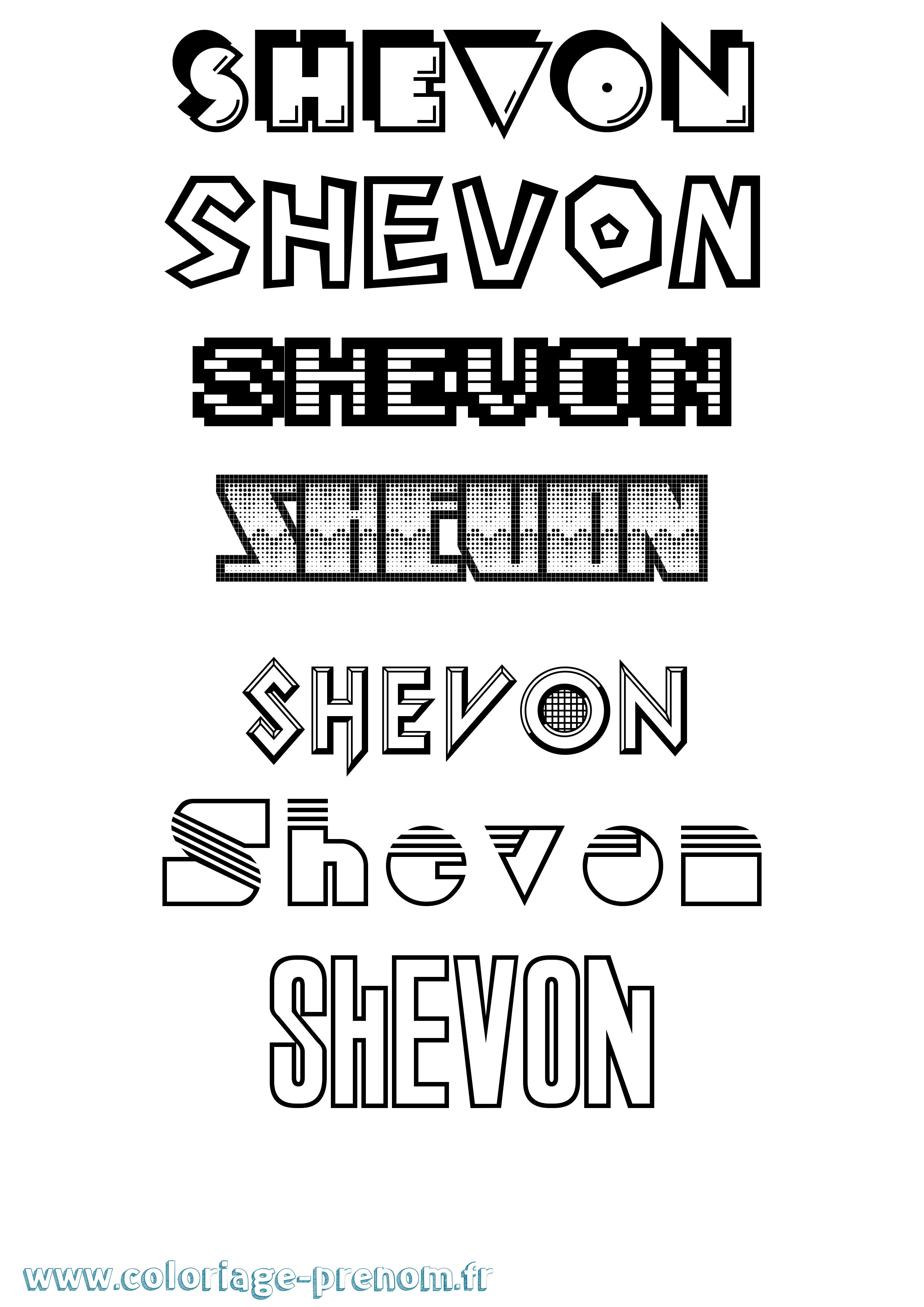 Coloriage Shevon Jeux Vidéos Coloriage prénom Shevon Jeux Vidéos