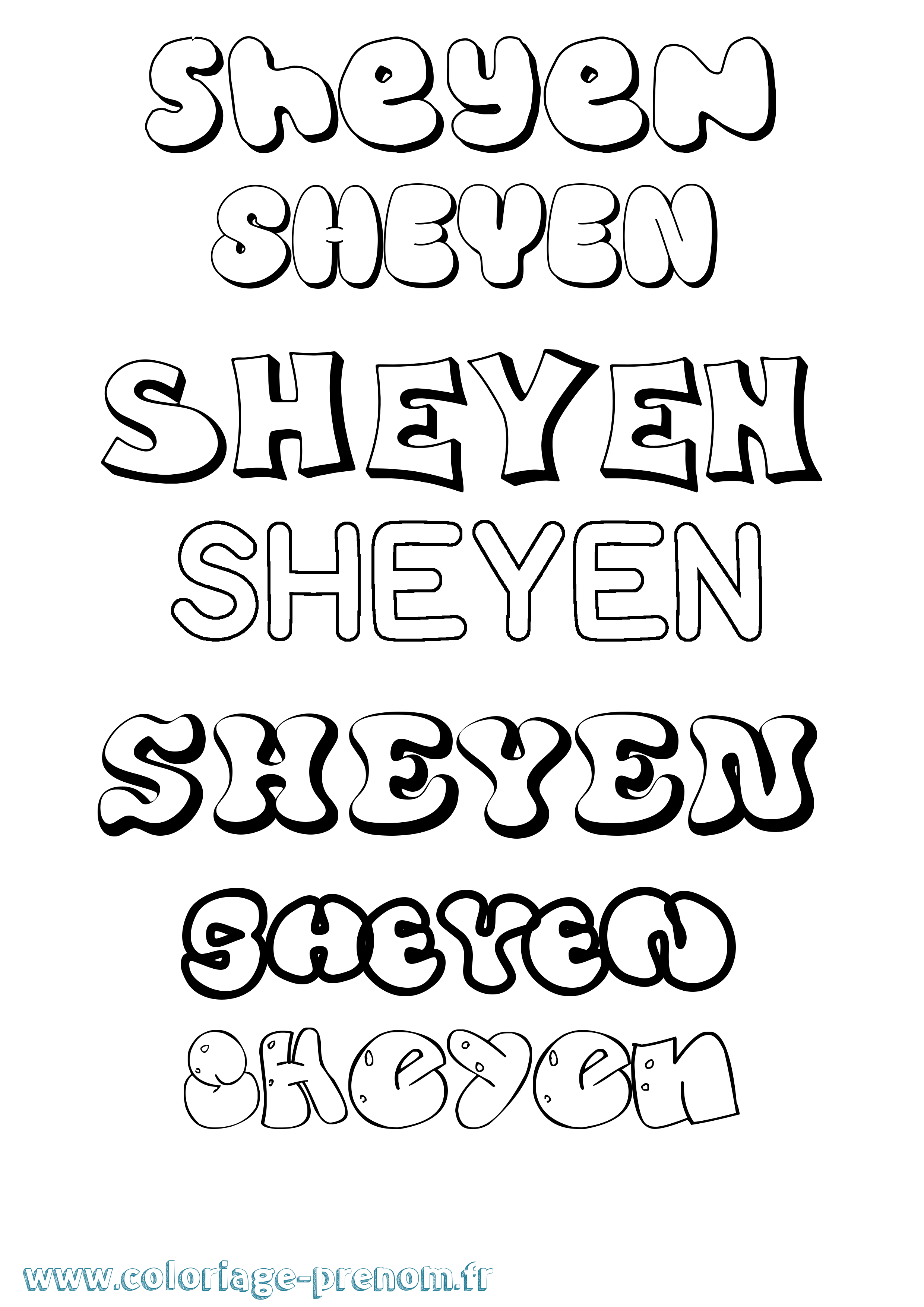 Coloriage Sheyen Bubble Coloriage prénom Sheyen Bubble