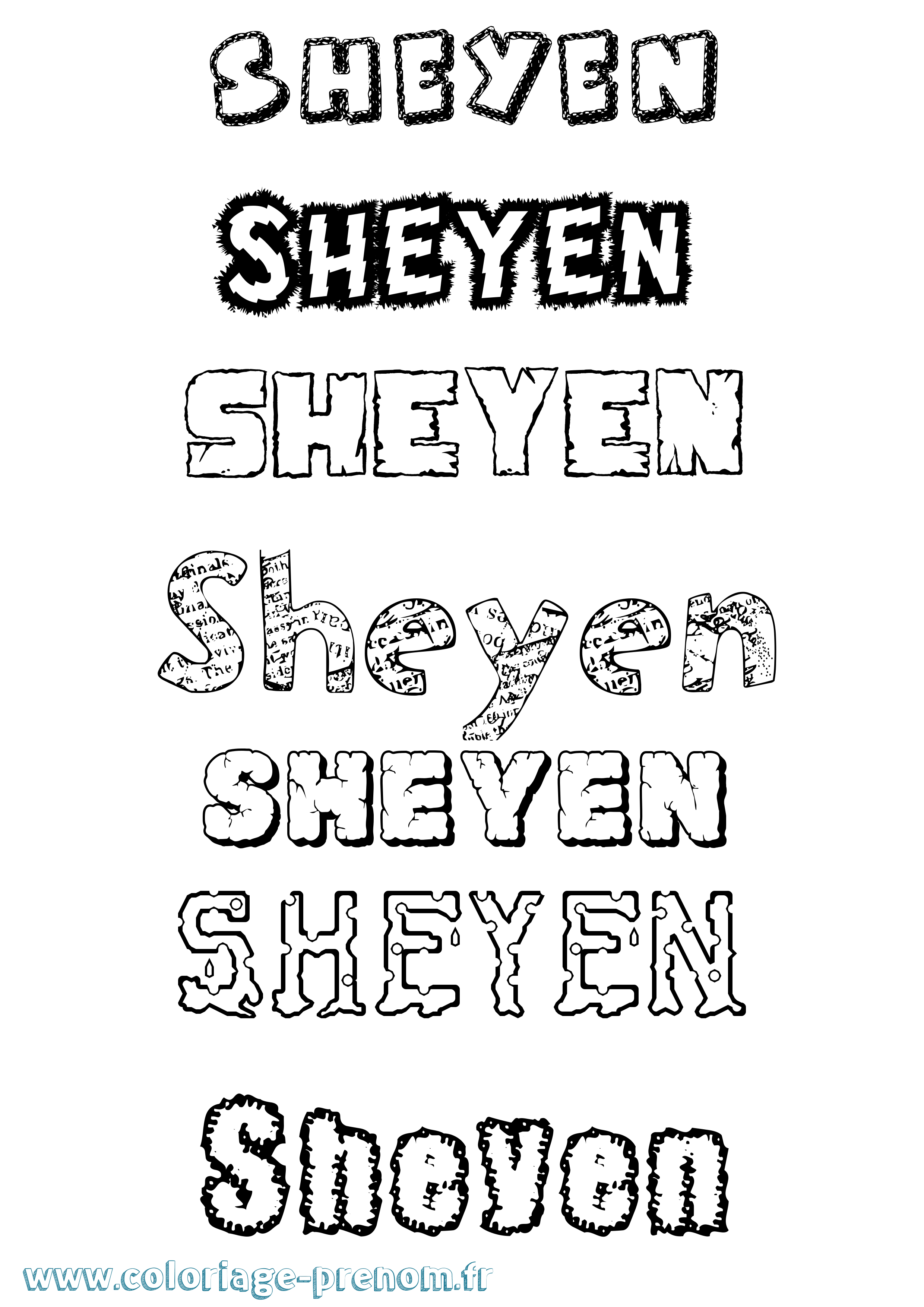 Coloriage Sheyen Destructuré Coloriage prénom Sheyen Destructuré
