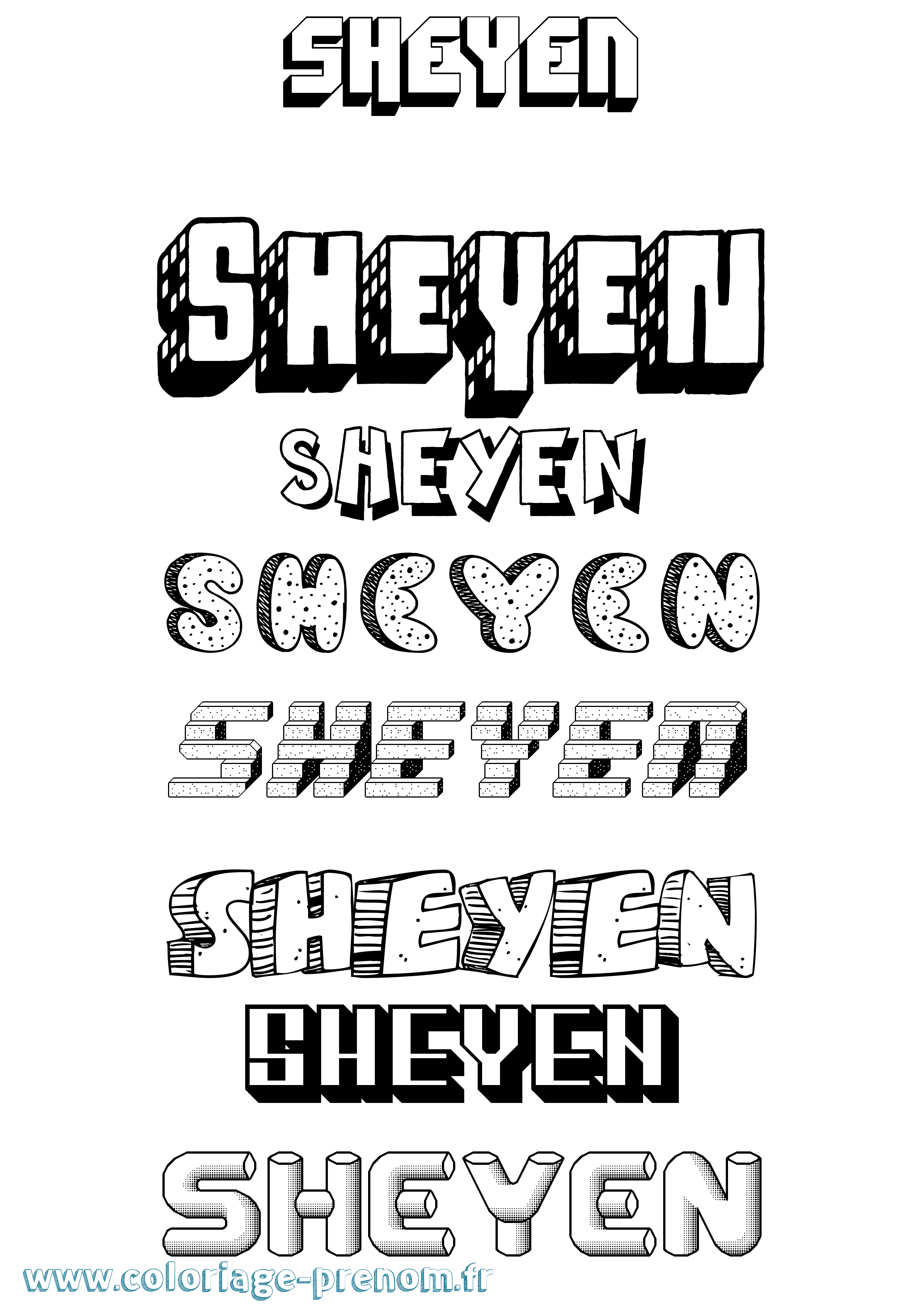 Coloriage Sheyen Effet 3D Coloriage prénom Sheyen Effet 3D